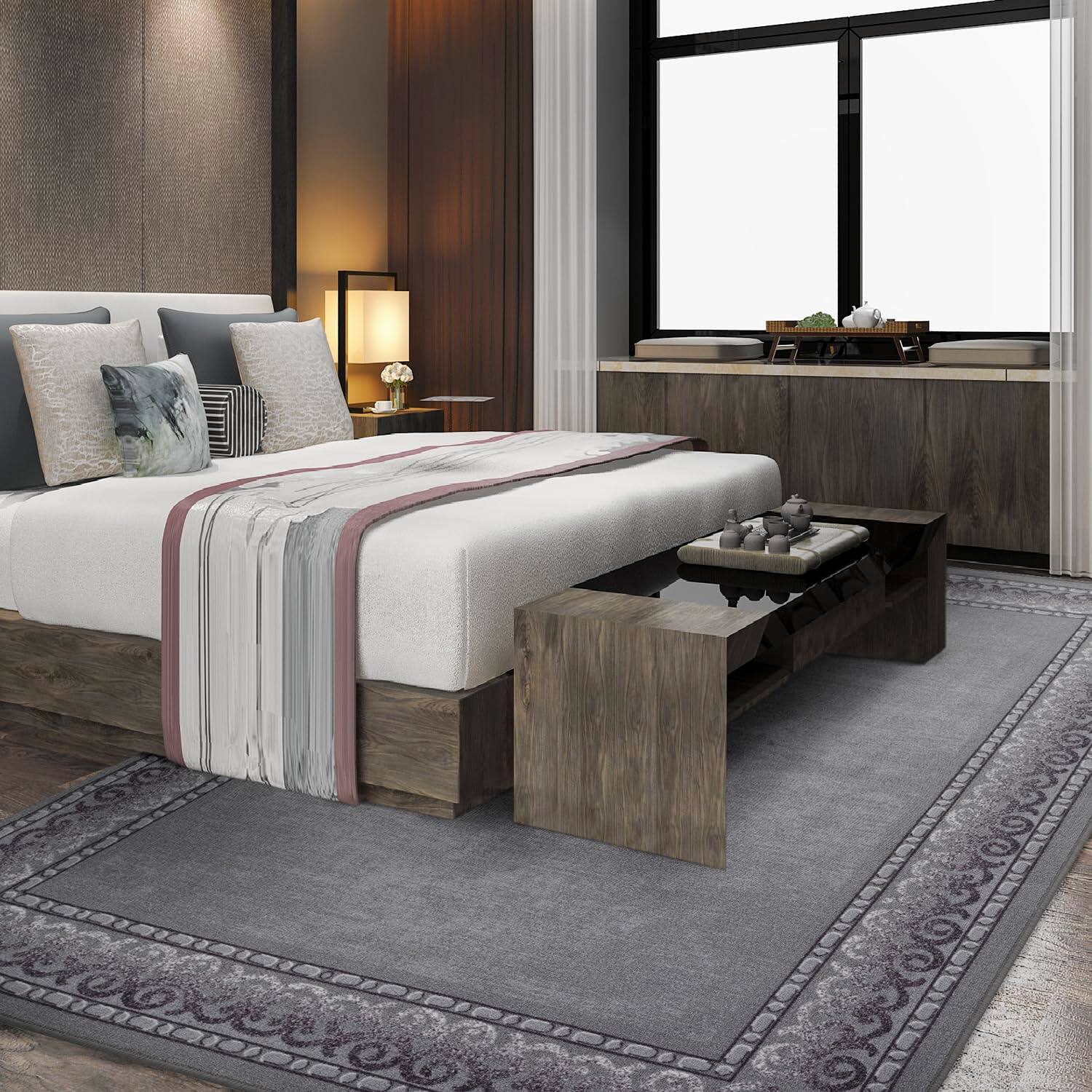 Back. Fabibe - 8X10 BORDERED GRAY Modern Indoor ANTEP ALFOMBRAS MODERN NON-SLIP (NON-SKID) LOW PILE RUBBER BACKING INDOOR AREA - Beige 2' x 7' (Runner).