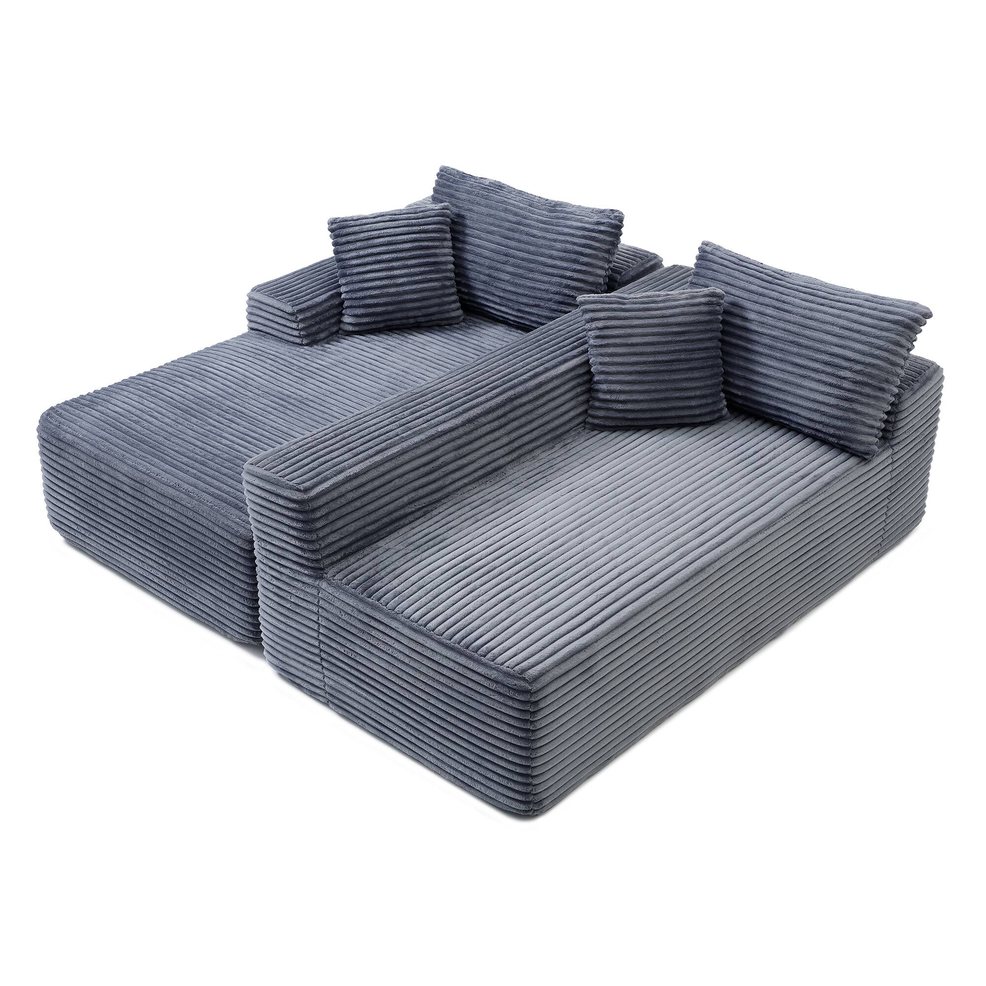 Alt View 2. Whisen - Modular L-Shaped Sectional Compressed Sofa with Soft Corduroy and Deep Seats,No Assembly Required-Gray - Gray.