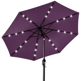 Best Choice Products - 10ft Solar LED Lighted Patio Umbrella w/ Tilt Adjustment, UV-Resistant Fabric - Amethyst Purple