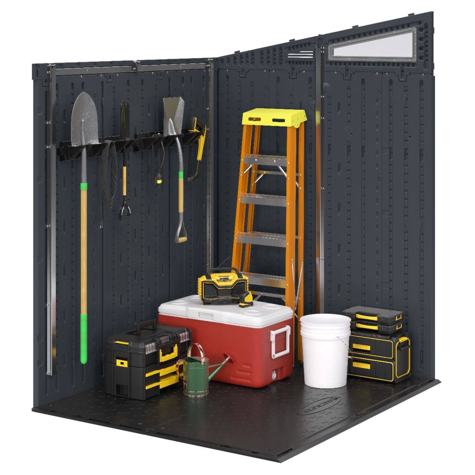 Alt View 7. Suncast - Suncast Long Handle Garage Wall Tool Organizer, Resin Storage Hanger Rack, Black - Black.