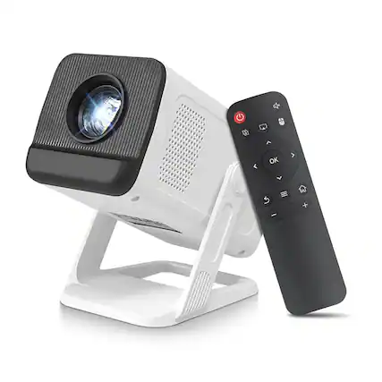 Front. COQOOL - Full HD Smart Projector with 180° Rotatable Projection, Dual-Band Wi-Fi 6, Bluetooth 5.4, Manual Keystone Correction - White.