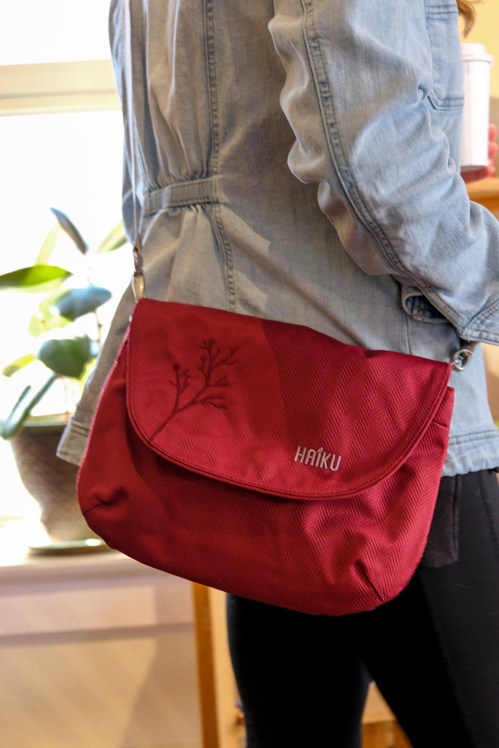 Alt View 1. Haiku - Haiku Bliss RFID Blocking Crossbody Saddle Bag - Rosewood.
