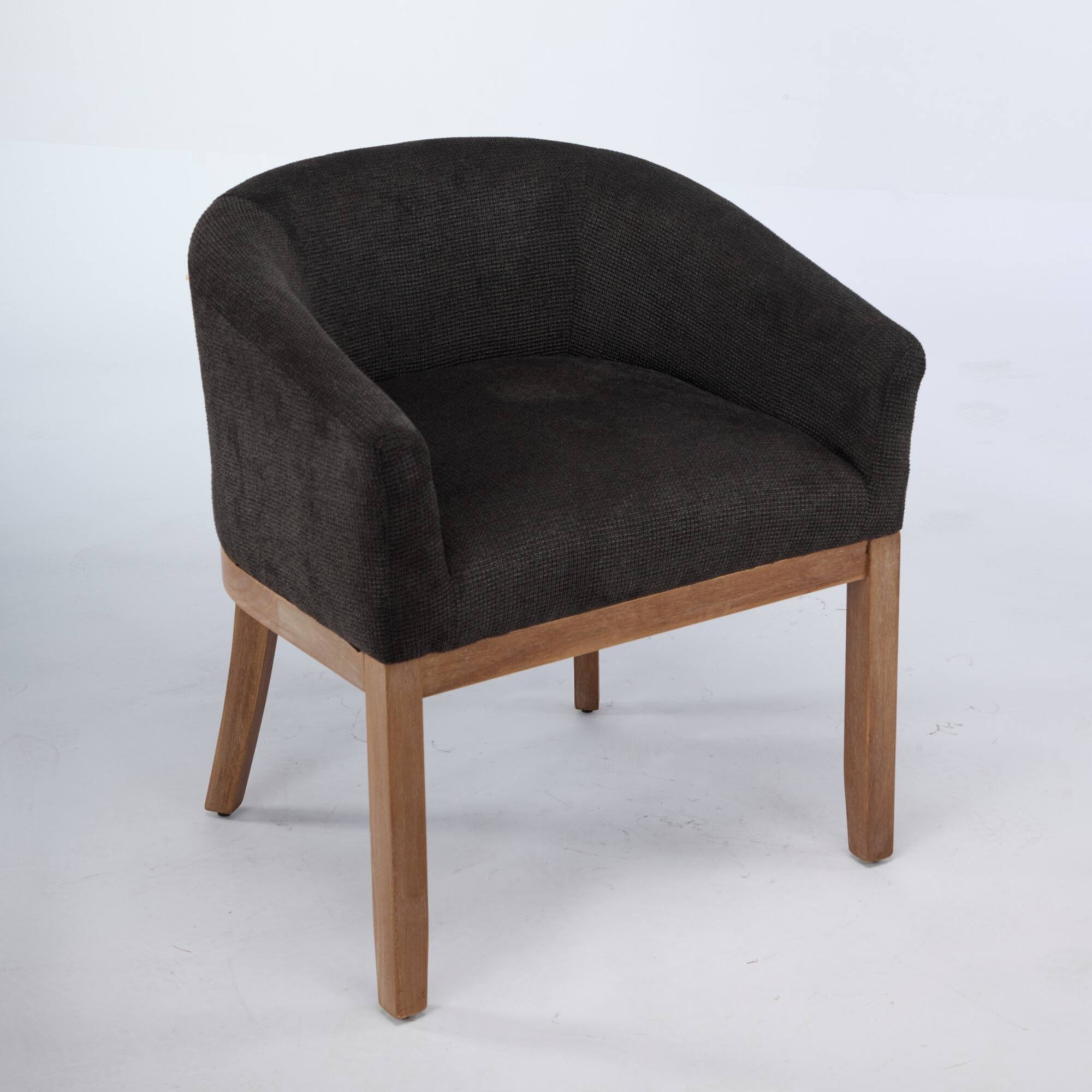 Alt View 1. GOODSILO - Mid Century Modern Upholstered Barrel Dining Chairs with Arms, Farmhouse Accent Chairs - Black.
