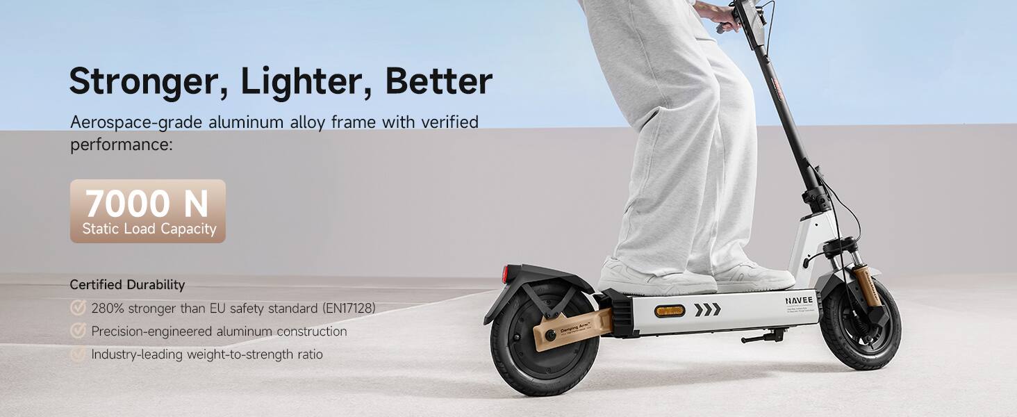 Stronger, Lighter, Better

Aerospace-grade aluminum alloy frame with verified performance:

7000 N Static Load Capacity

Certified Durability
- 280% stronger than EU safety standard (EN17128)
- Precision-engineered aluminum construction
- Industry-leading weight-to-strength ratio