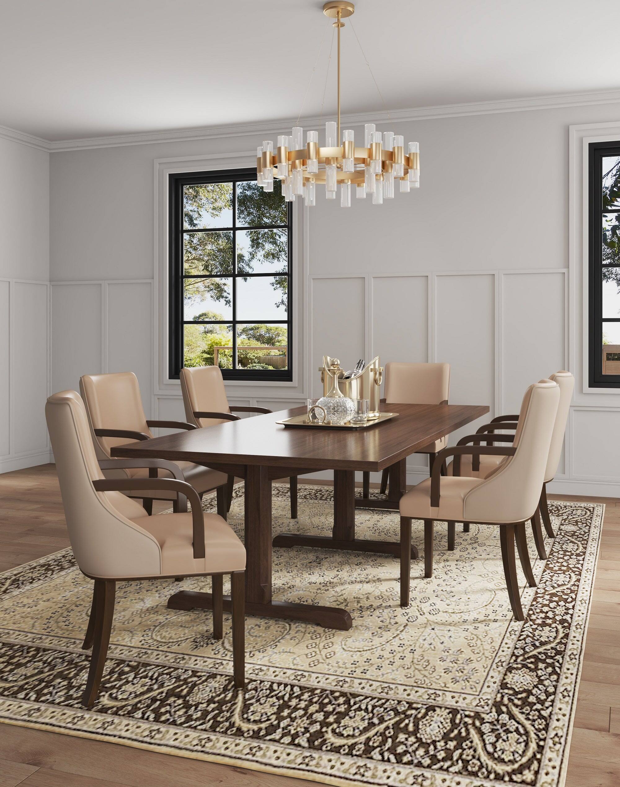 Manhattan Comfort Shubert Modern Wood Vegan Leather and Velvet Dining ...
