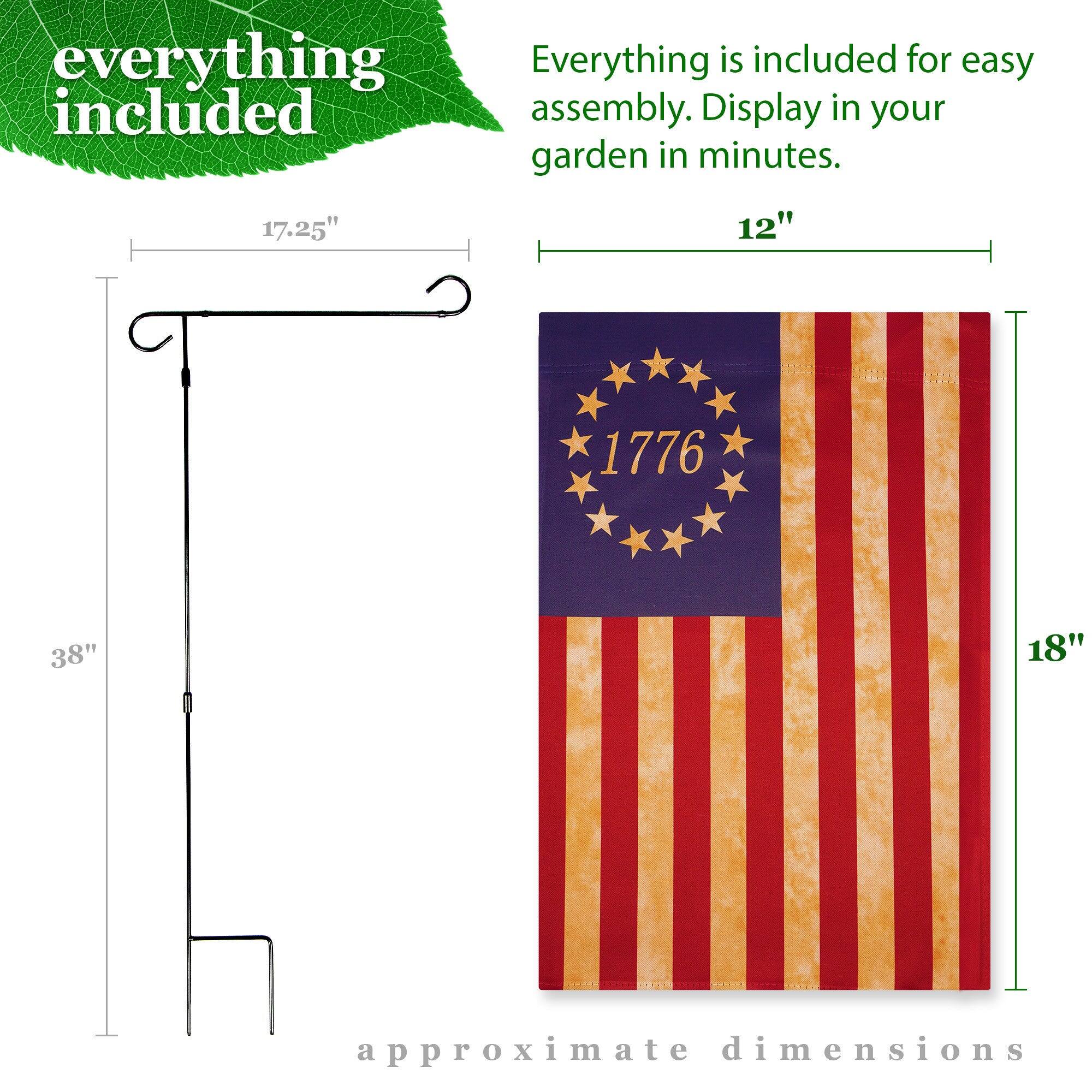 everything included

Everything is included for easy assembly. Display in your garden in minutes.

17.25" 12" 1776 38" 18" approximate dimensions