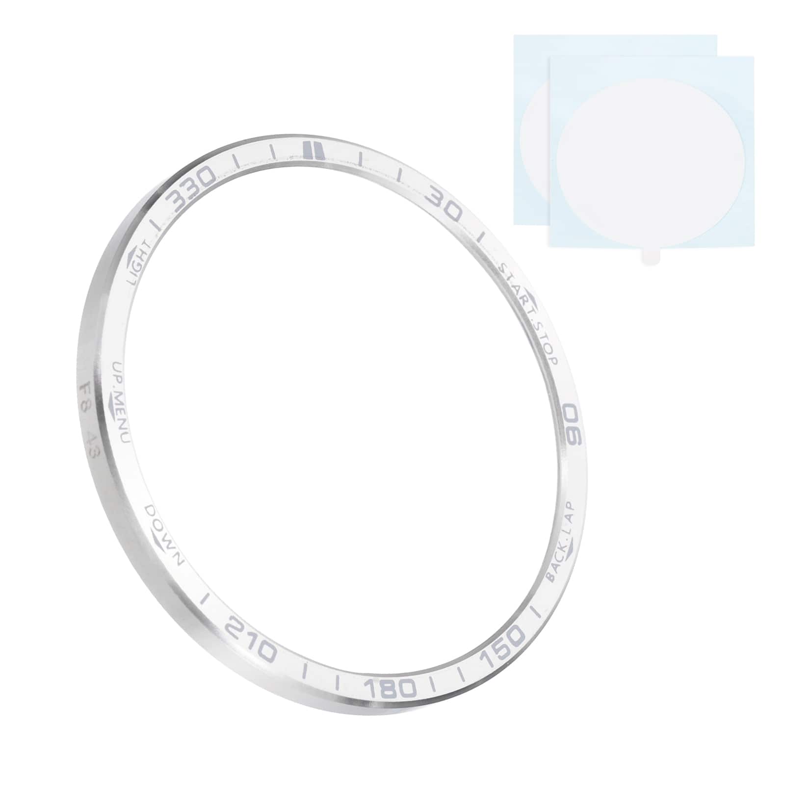 Unique Bargains - 43mm Stainless Steel Bezel Ring Adhesive Bumper Cover Protective Case for Garmin Fenix 8 Amoled - Silver/Gray