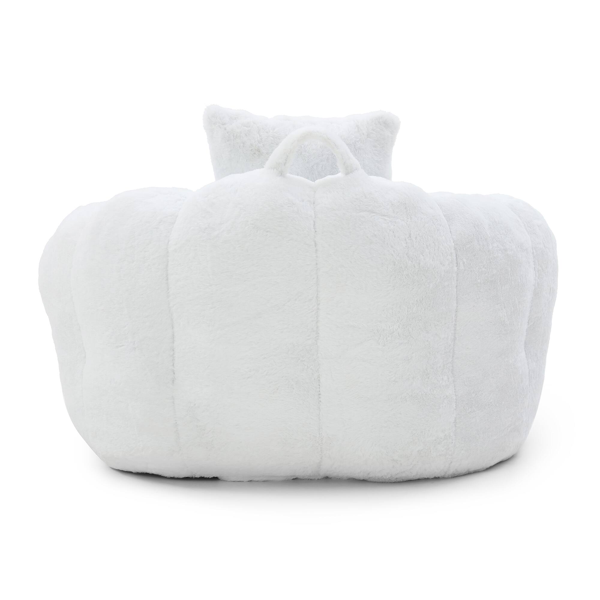 Alt View 1. GOODSILO - Oversized Shell-Shaped Faux Fur Bean Bag Chair with Matching Footstool for Living Room and Bedroom Lounging - White.