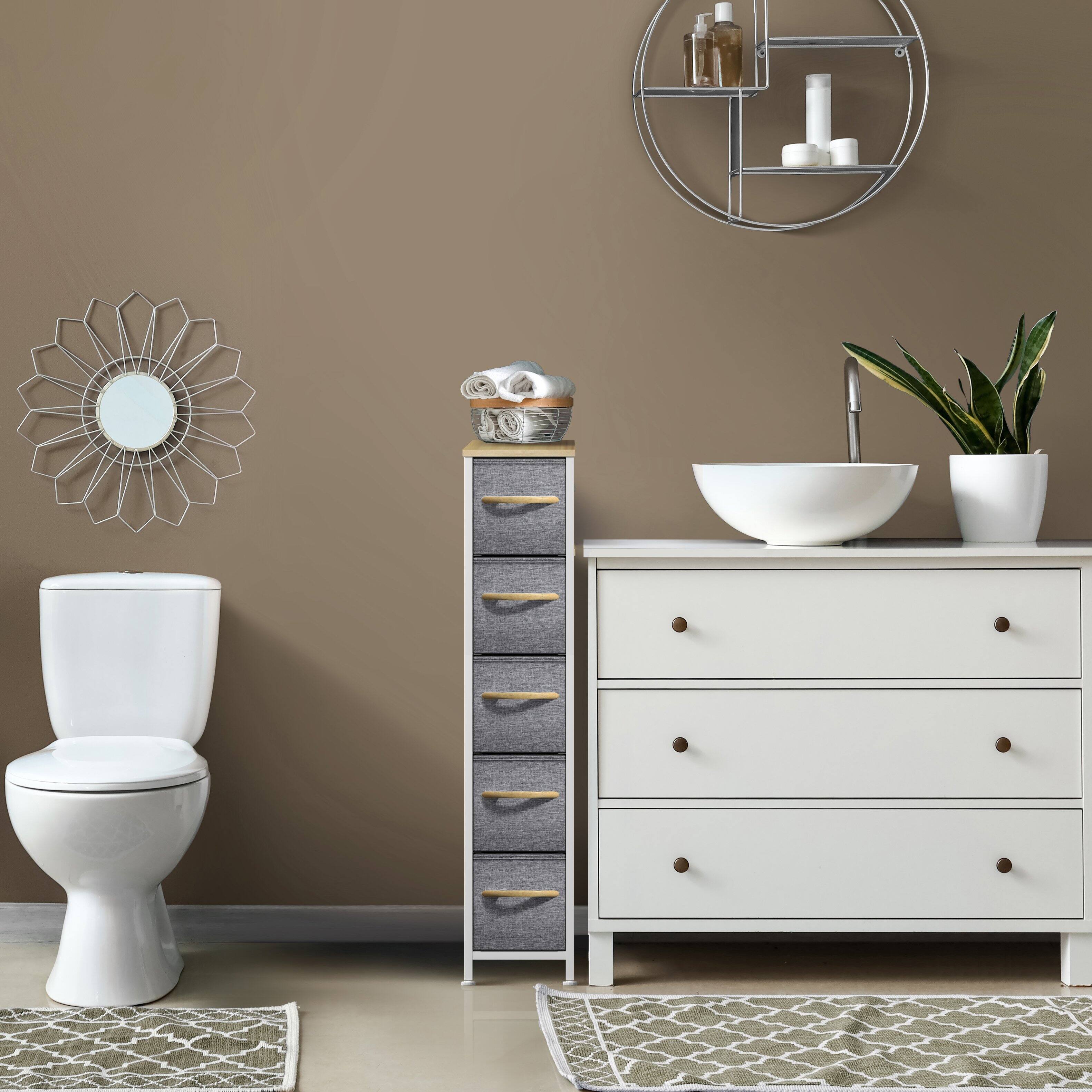 Alt View 2. Sorbus - Sorbus 5 Drawers Narrow Dresser with Steel Frame, Wood Top & Fabric Bins for Small Spaces, Closets, Bedrooms, Bathrooms - Beige.