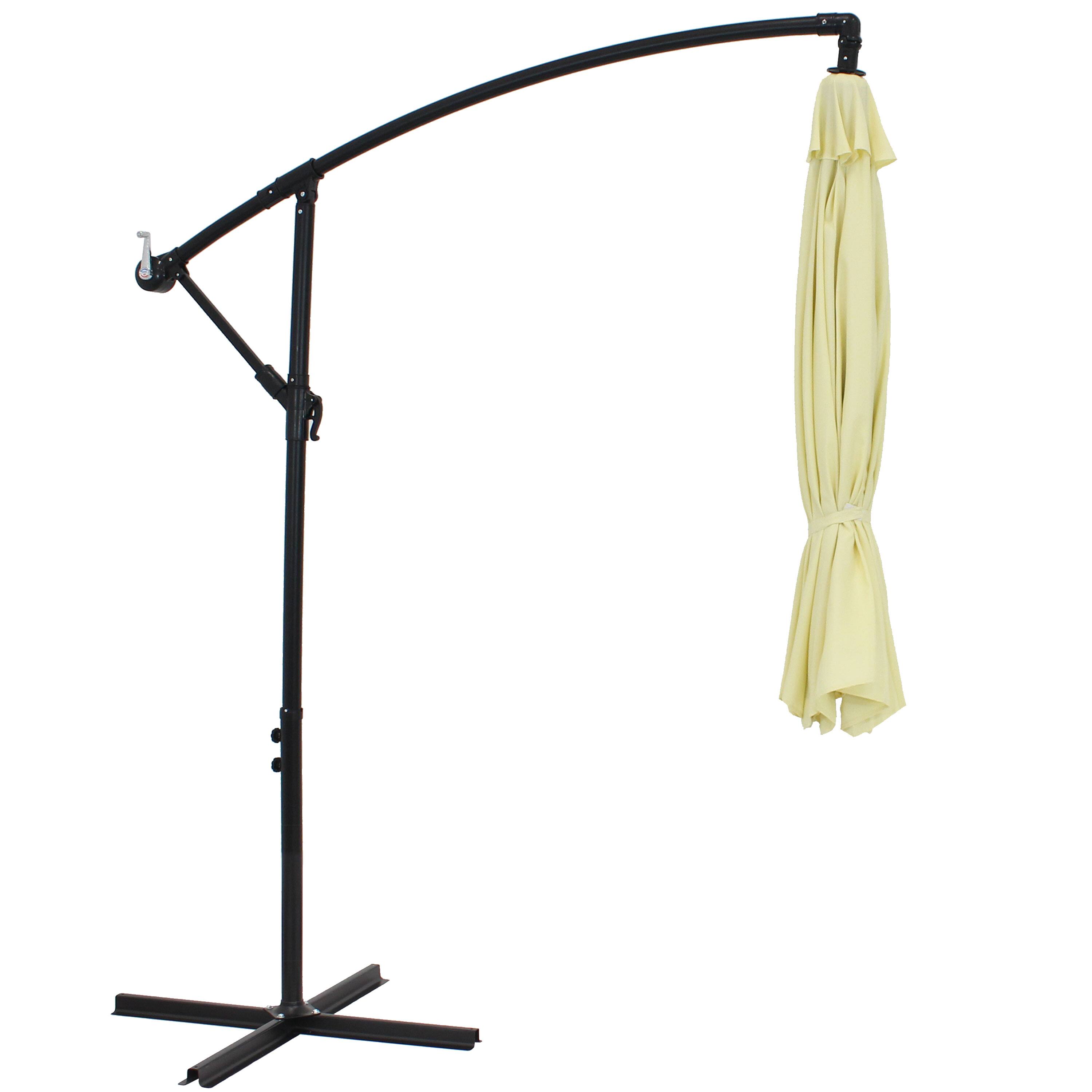 Alt View 7. Sunnydaze - 9.5 ft Cantilever Offset Patio Umbrella with Crank - Pale Buttercup.