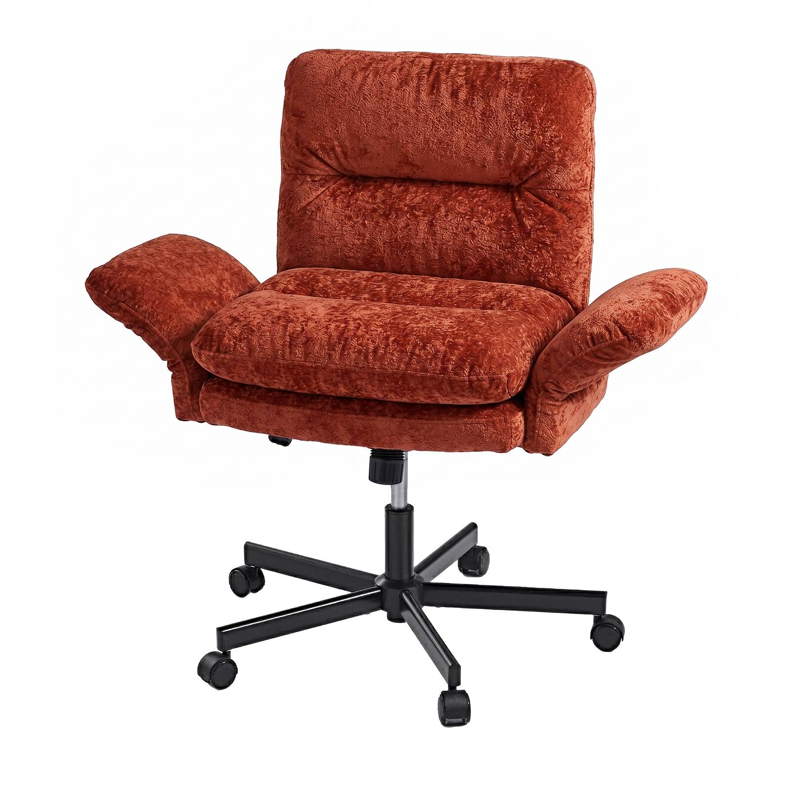 Alt View 6. Bestier - Ergonomic Office Chair with Flip-Up Armrest, Criss Cross Chair 360° Swivel Ergonomic Vanity Chair for Home Office - Orange.