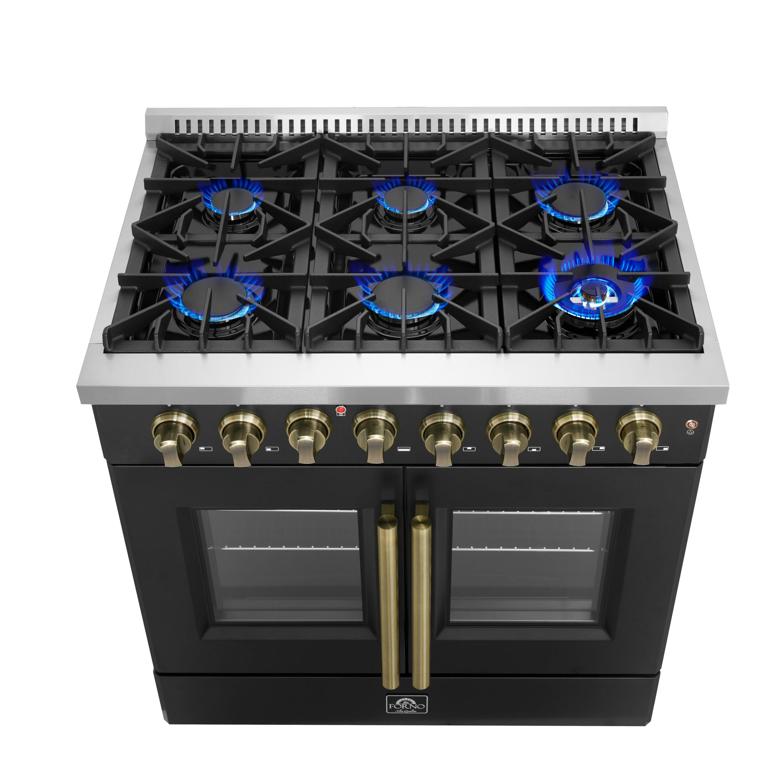 Alt View 4. Forno Appliances - Galiano 5.36 Cu. Ft. Freestanding Dual Fuel True Convection Range - Black.