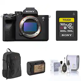 Bundle - Sony - Alpha a7 IV Full Frame Mirrorless Interchangeable Lens Digital 4K Camera, Black - with 160GB CFexpress Card,