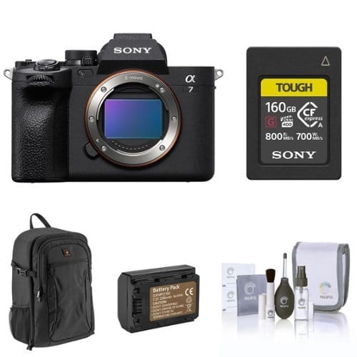 Bundle - Sony - Alpha a7 IV Full Frame Mirrorless Interchangeable Lens Digital 4K Camera, Black - with 160GB CFexpress Card,