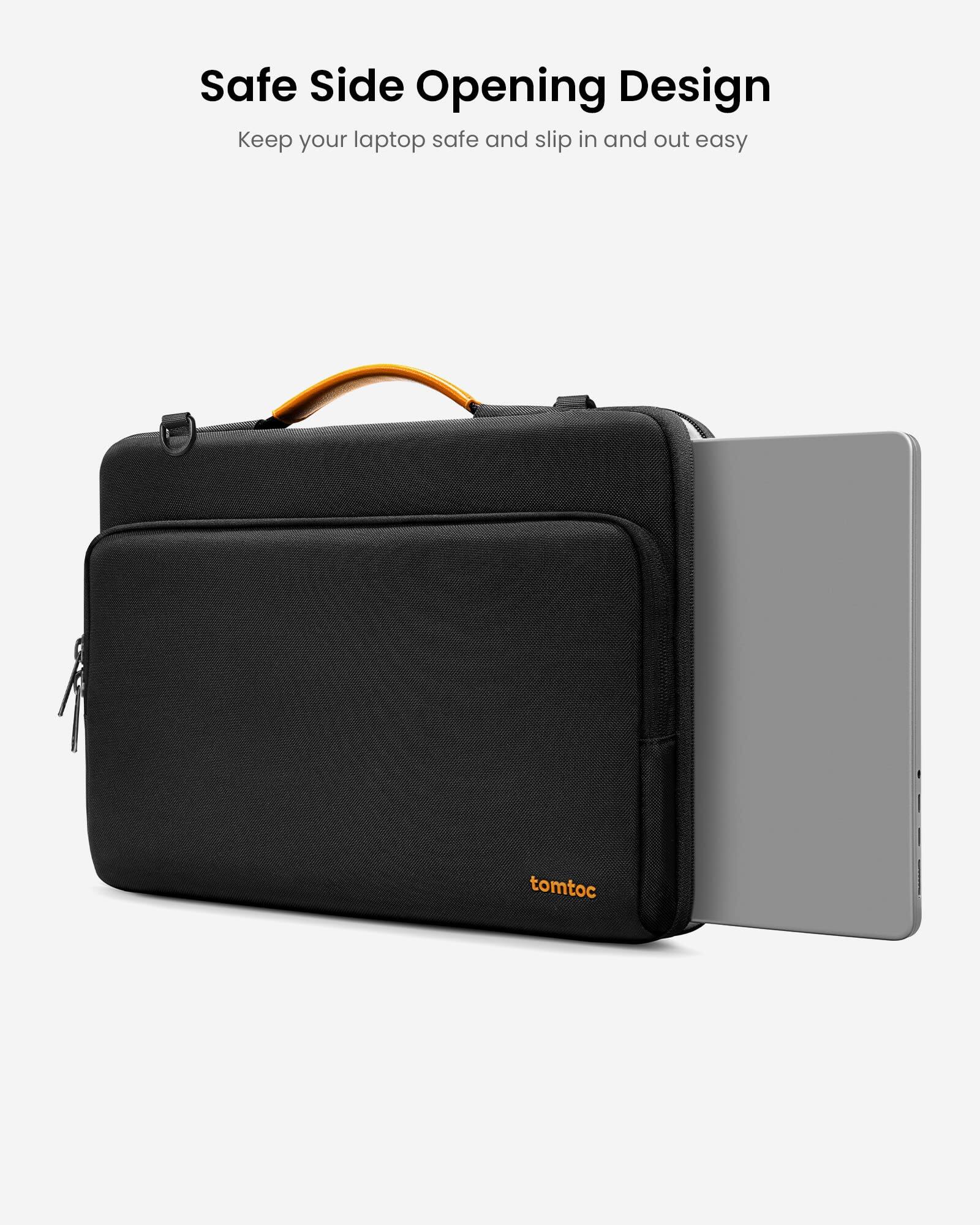 Safe Side Opening Design  
Keep your laptop safe and slip in and out easy  
tomtoc