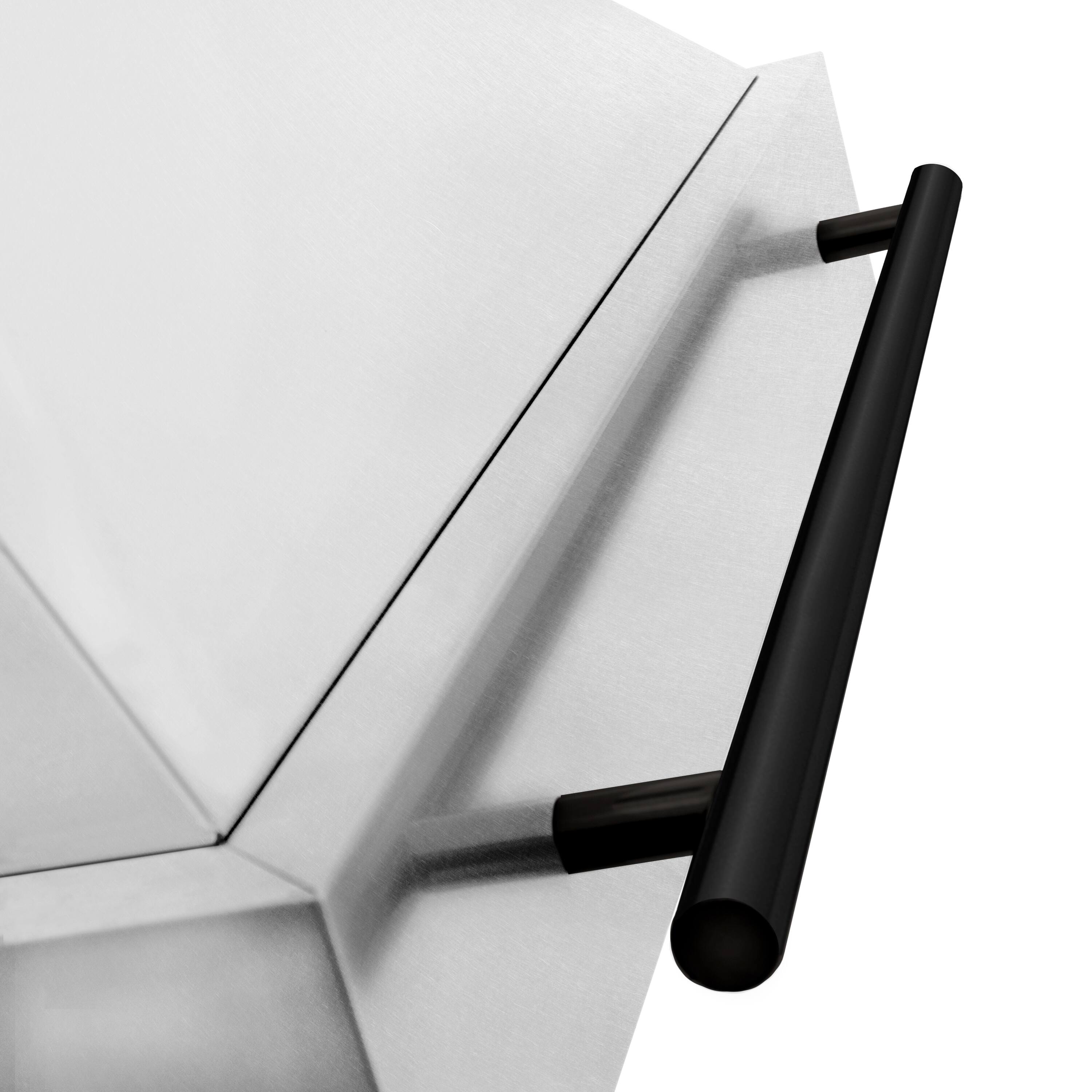 Alt View 3. ZLINE - ZLINE Autograph Edition 48 in. Satin Stainless Steel Wall Mount Range Hood with Matte Black Handle (8654SNZ-48-MB) - Satin Stainless Steel.