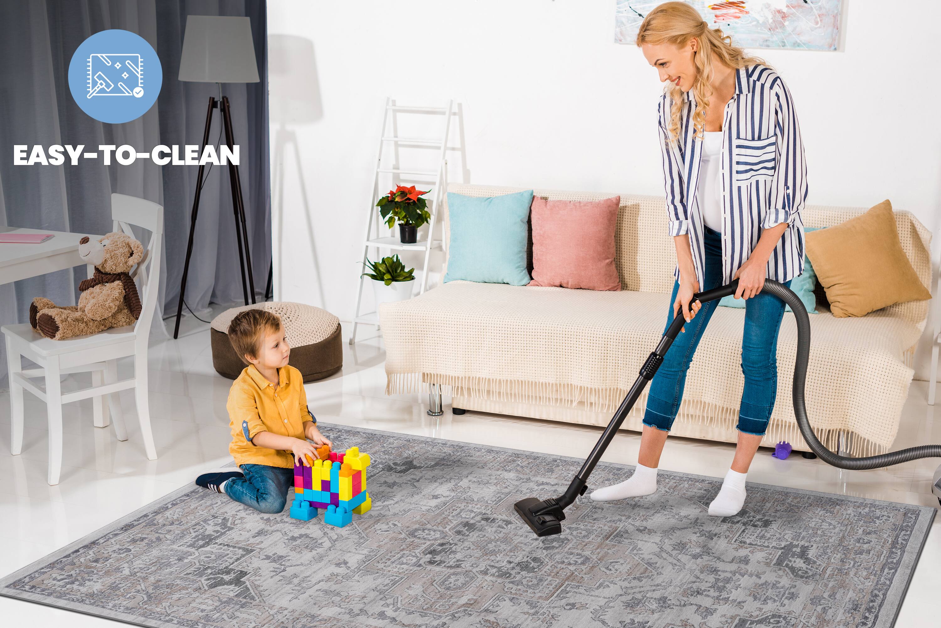 Alt View 1. TinyHomie - Collection 2x8 Ivory Beige Oriental Runner Rug - white.