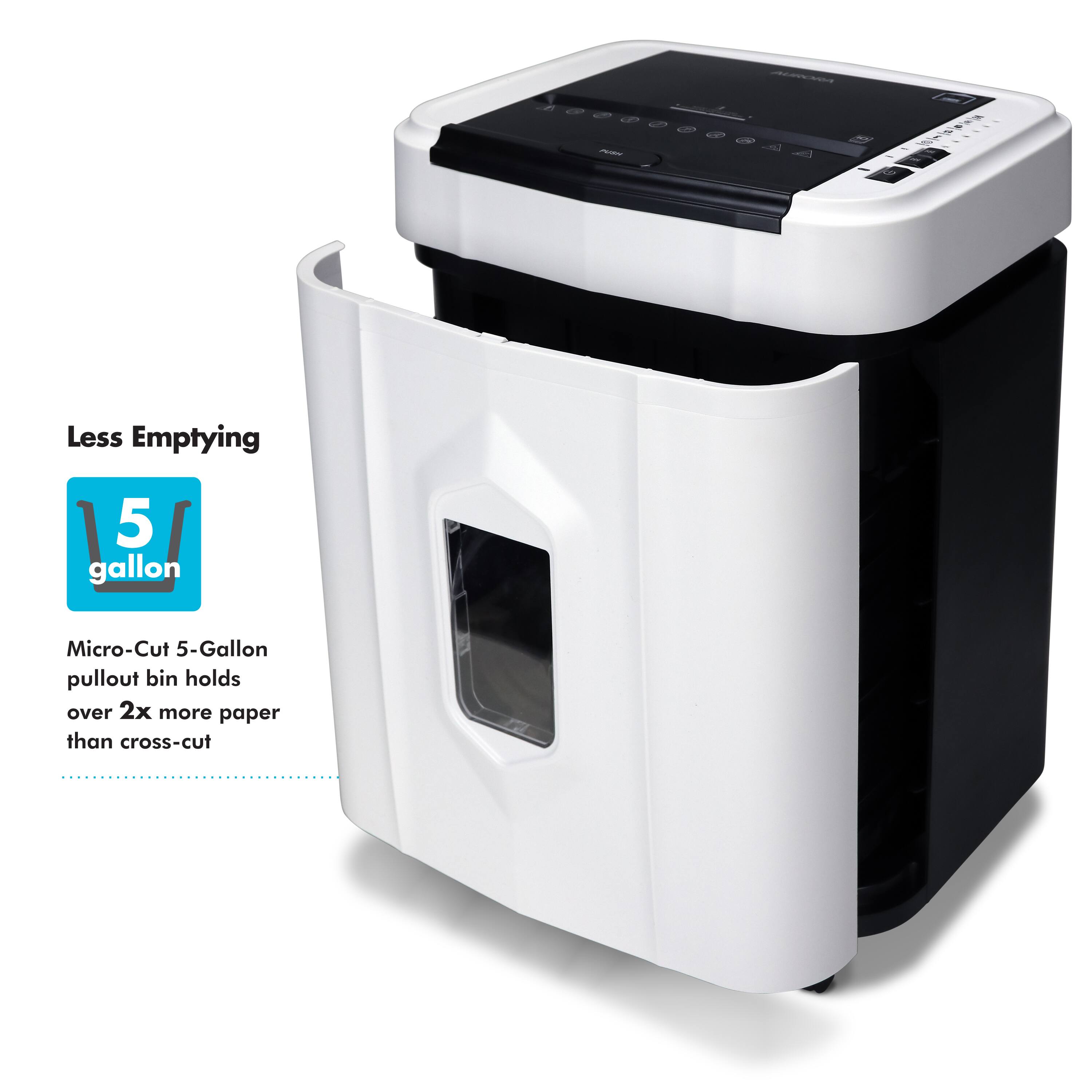 Less Emptying

5 gallon

Micro-Cut 5-Gallon pullout bin holds over 2x more paper than cross-cut