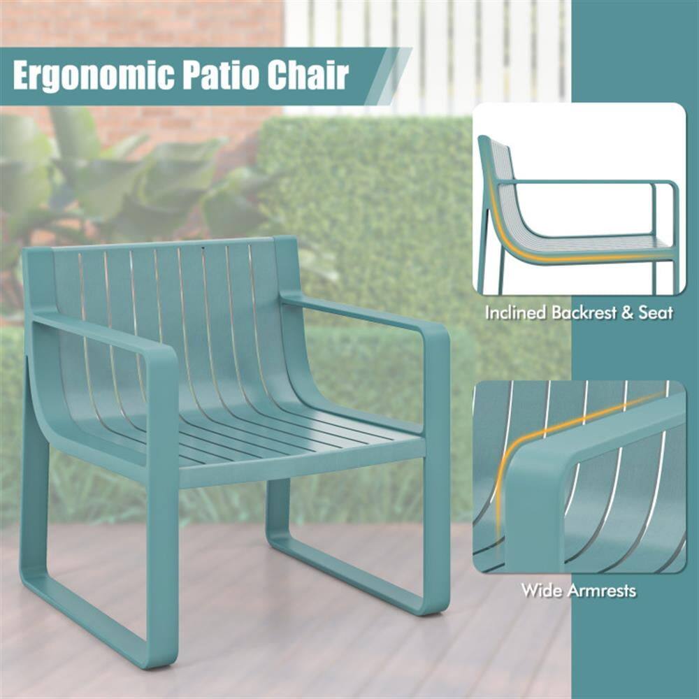 Ergonomic Patio Chair  
Inclined Backrest & Seat  
Wide Armrests
