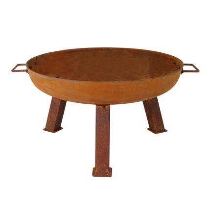 Front. Sunnydaze - 24 in Small Rustic Cast Iron Fire Pit Bowl with Stand - Rust.