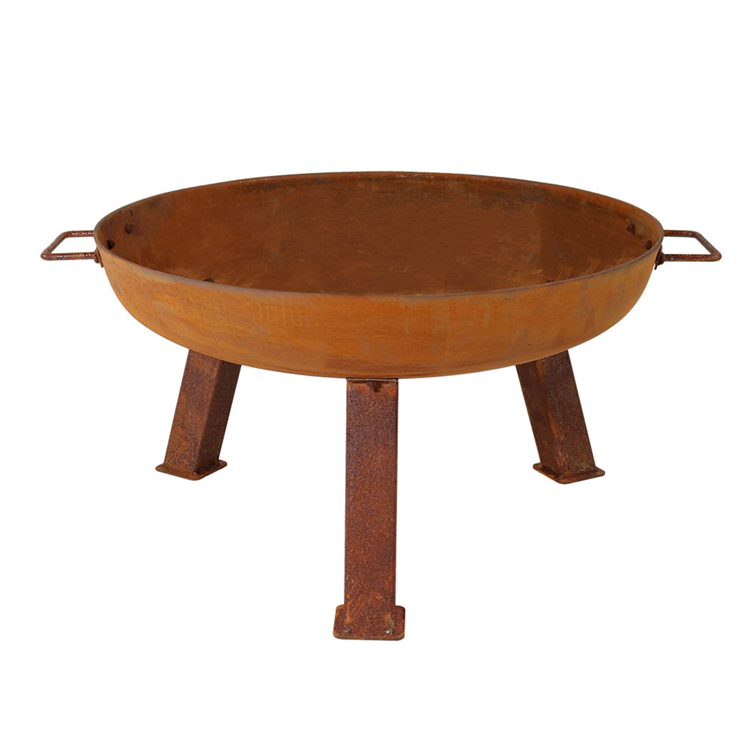 Front. Sunnydaze - 24 in Small Rustic Cast Iron Fire Pit Bowl with Stand - Rust.