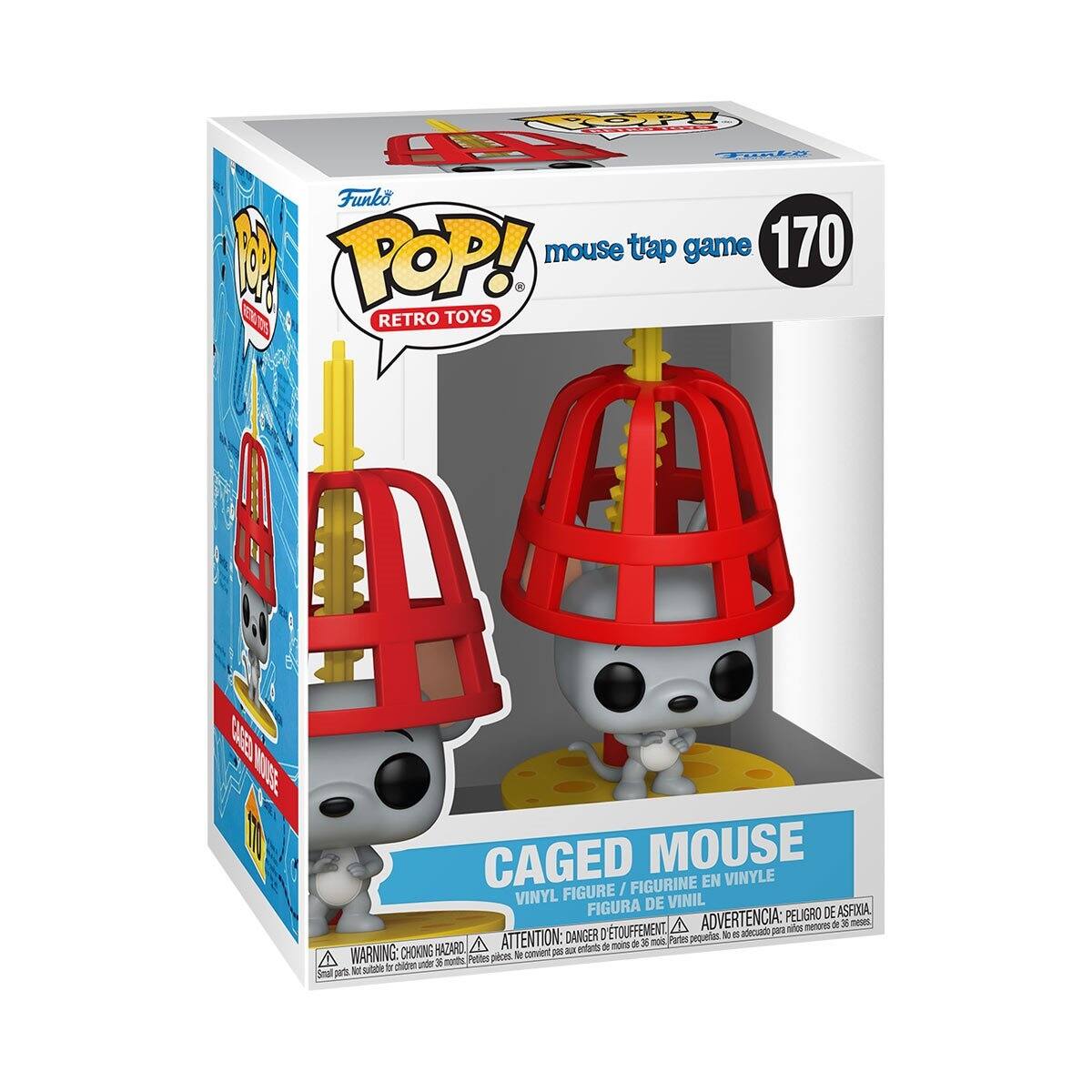 Funko POP! Retro Toys  
Mouse Trap Game  
170  
Caged Mouse  
Vinyl Figure / Figurine en Vinyle / Figura de Vinil  

Warning: Choking Hazard - Small parts. Not for children under 3 years.  
Attention: Danger de suffocation - Petites pièces. Ne convient pas aux enfants de moins de 3 ans.  
Advertencia: Peligro de asfixia - Piezas pequeñas. No es adecuado para niños menores de 3 años.