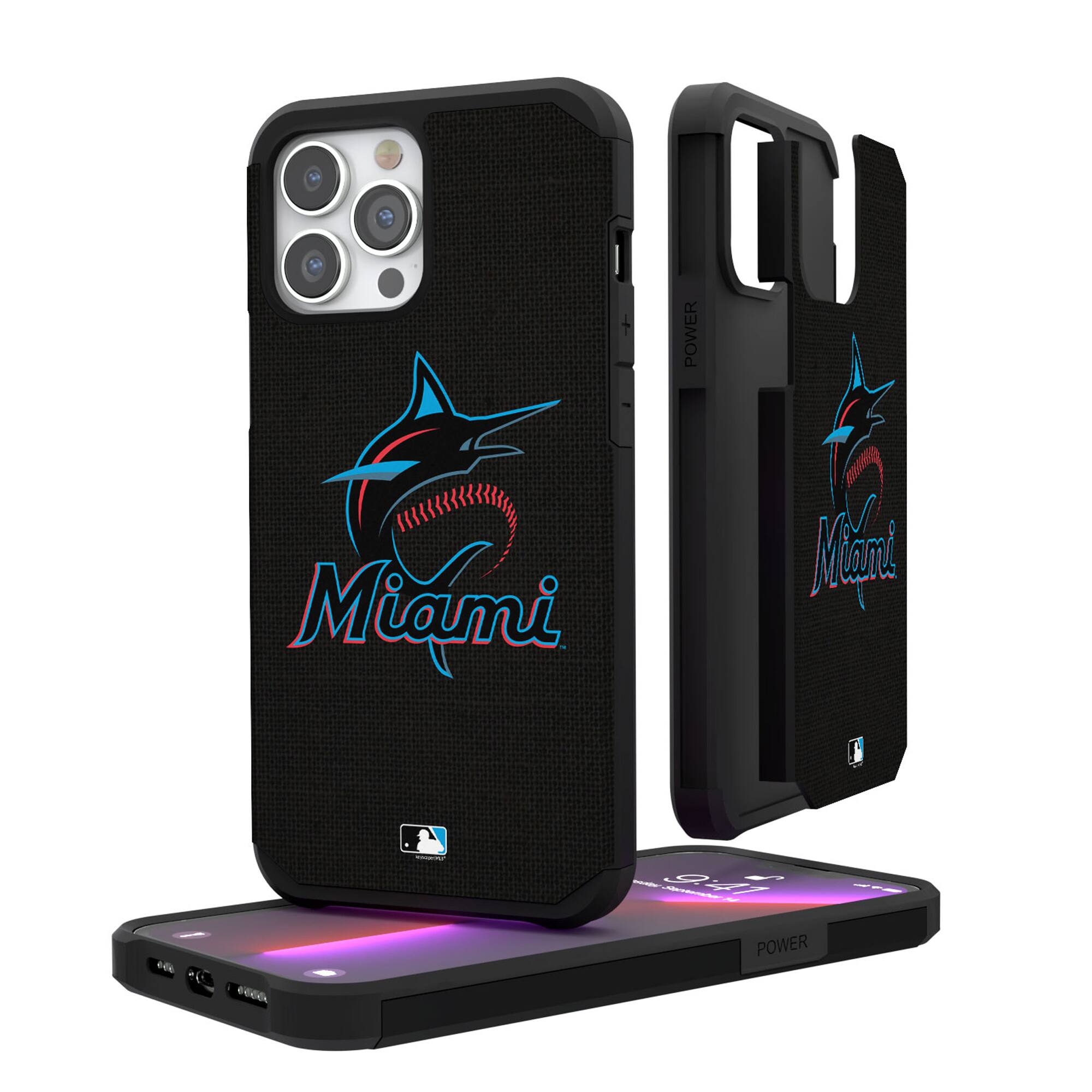 Keyscaper - MLB - Miami Marlins iPhone Solid Design Rugged Case - 14 Plus - Multicolor
