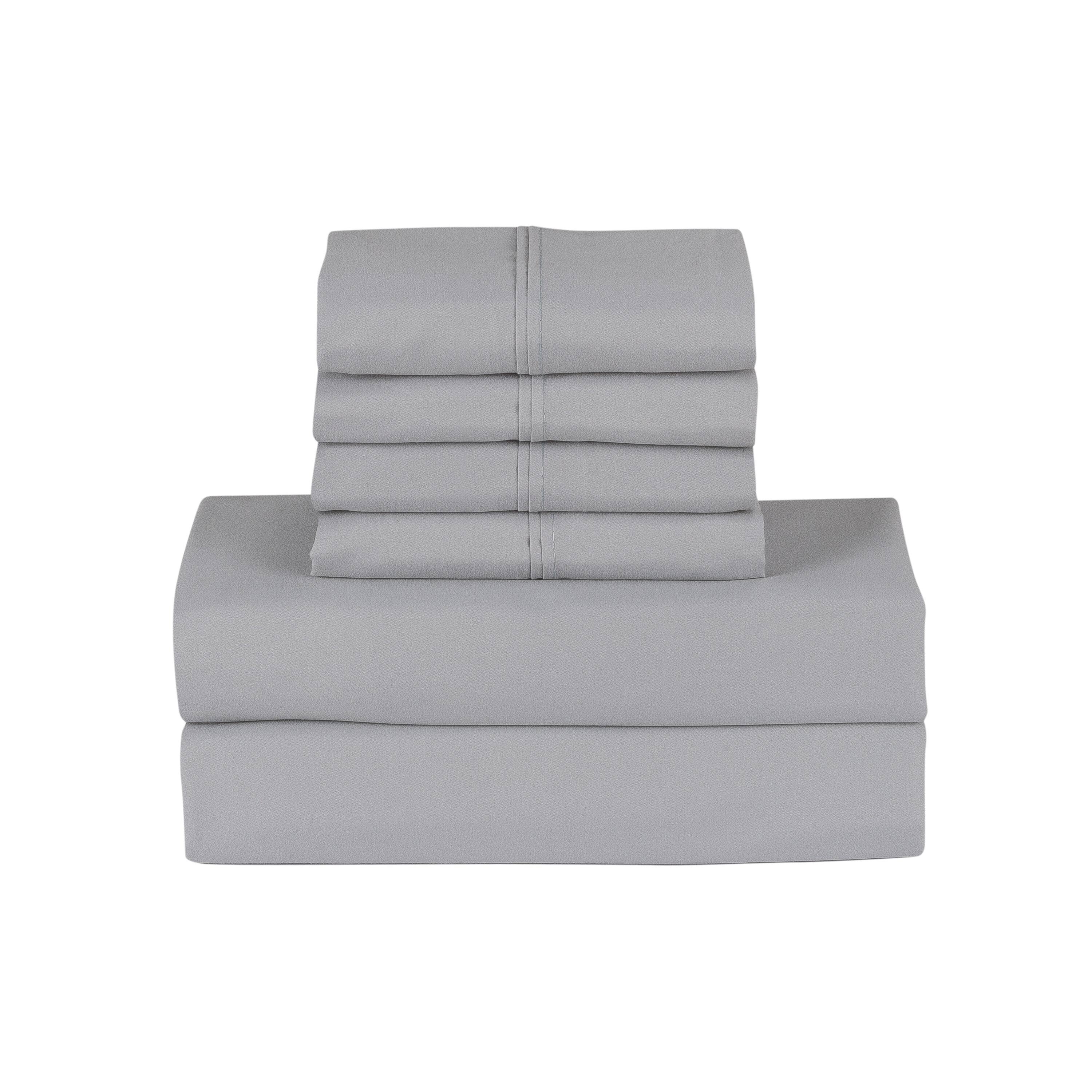 Angle. Bamboo Comfort - Bamboo 6 Piece 1800 Thread Count Smart Pocket Ultra Soft Luxury Sheet Set - Silver.