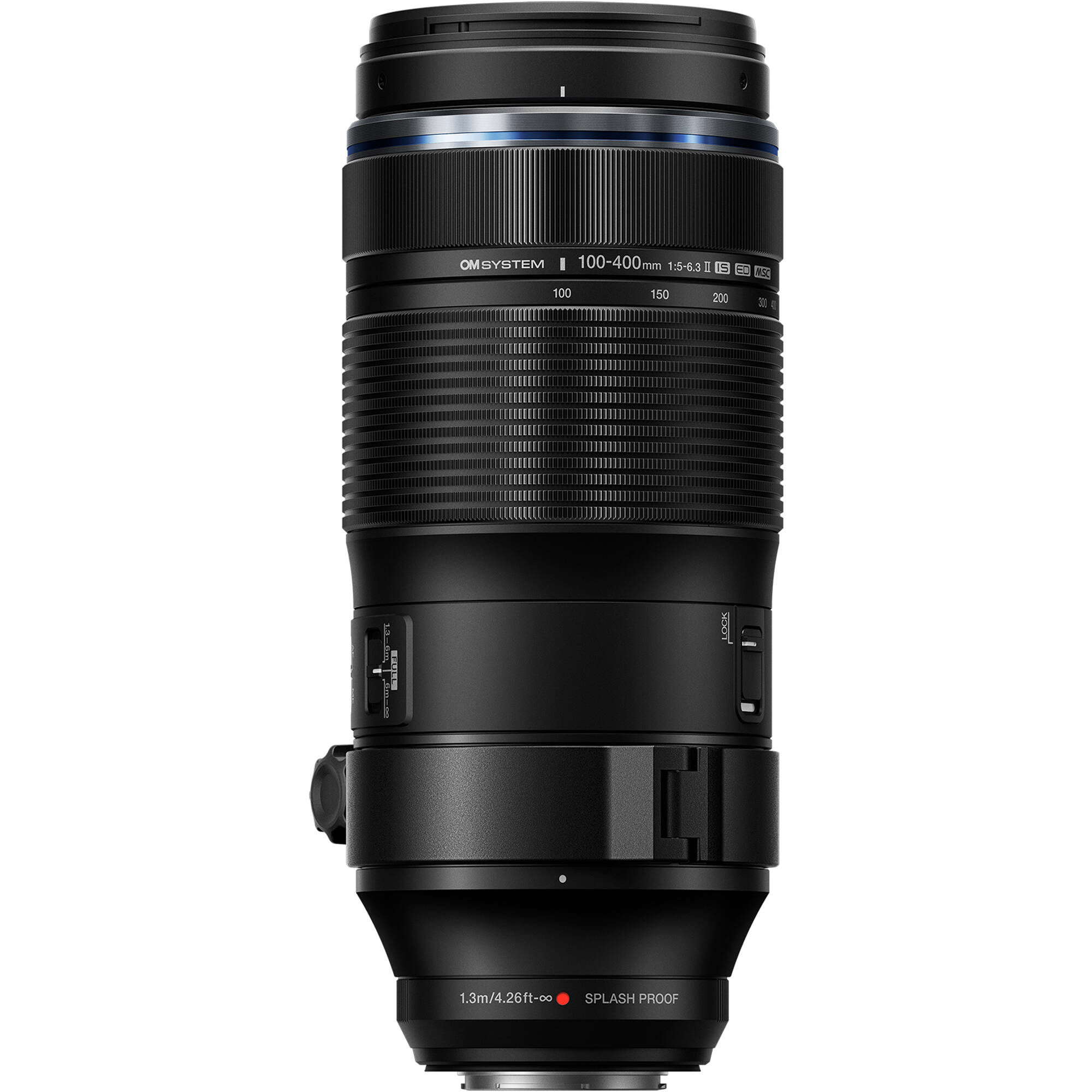 OM SYSTEM OM 100-400mm 1:5-6.3 II 5 100 150 200 NSO 4 C i - aiS : RSST 1.3m/4.26ft-∞ SPLASH PROOF