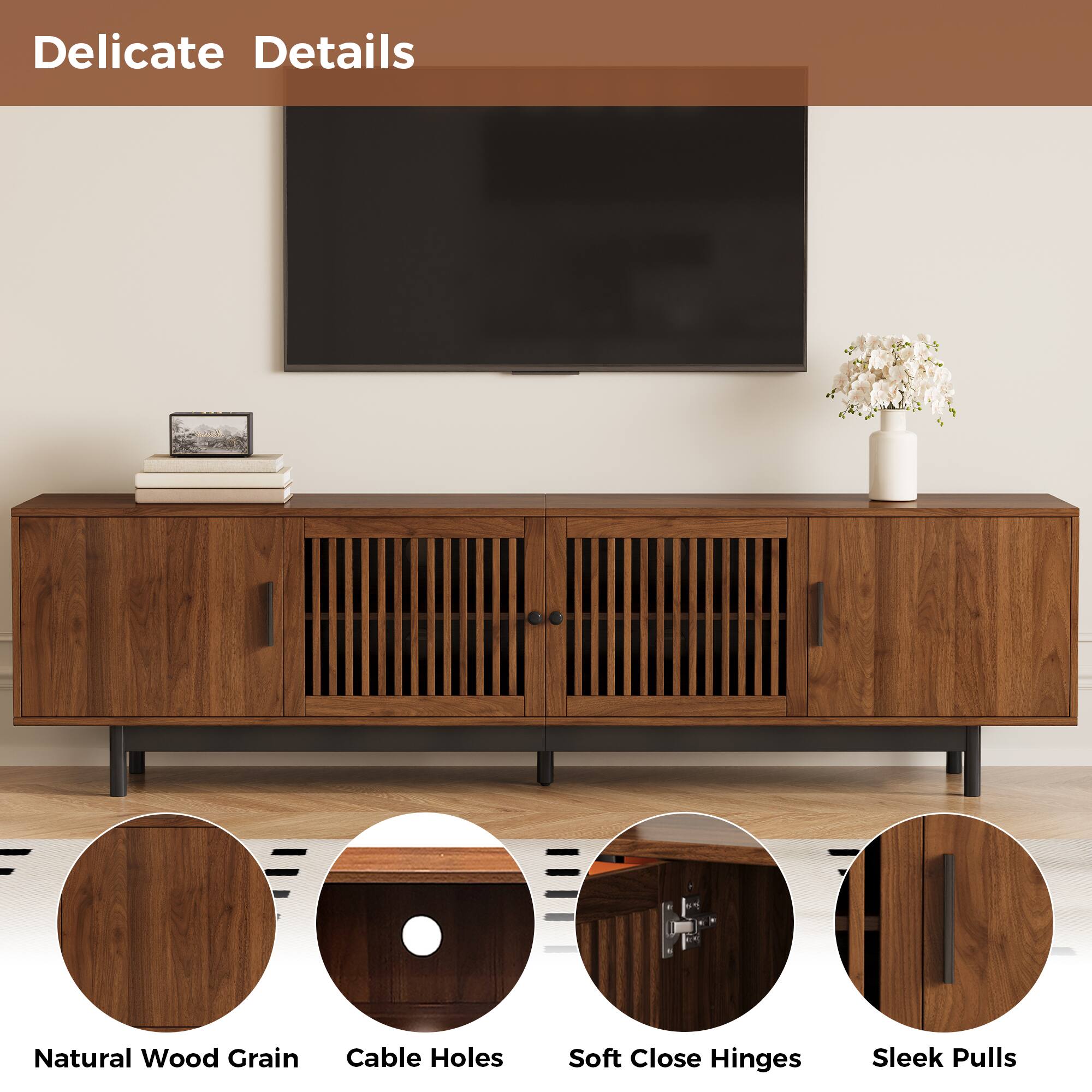 Delicate Details

Natural Wood Grain
Cable Holes
Soft Close Hinges
Sleek Pulls