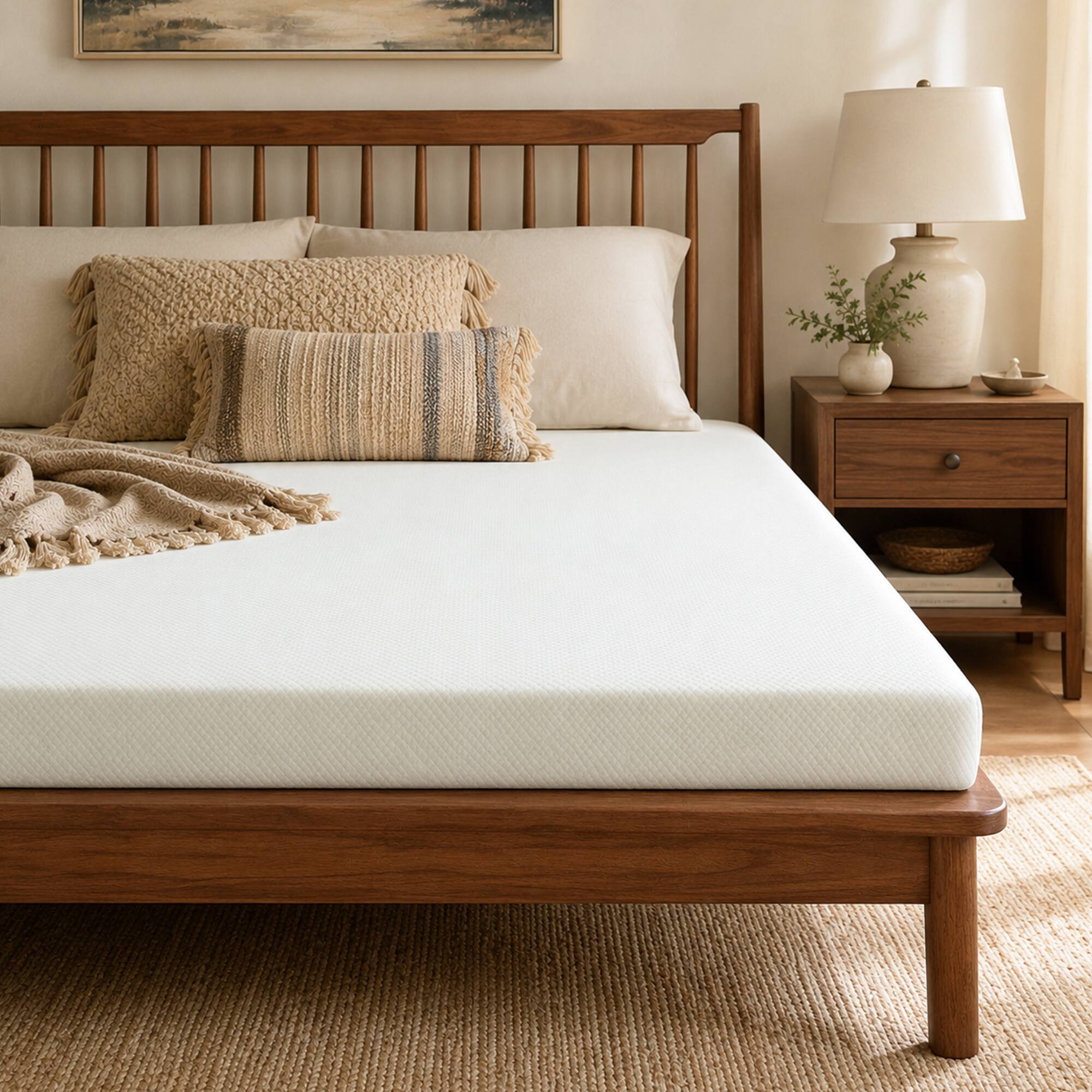 Angle. Anysun - 5" Twin Foam Mattress – Memory Foam, Breathable Cover, Safe Materials - White.