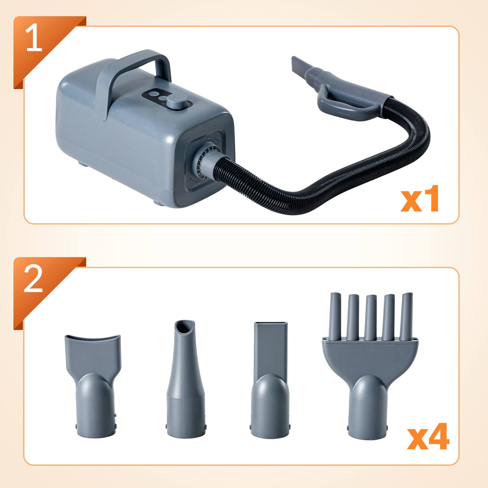 Alt View 1. Bestier - 1550W High-Velocity Pet Dryer with Heater, Adjustable Speed & Temp, Dog Grooming Blower with 4 Nozzles.