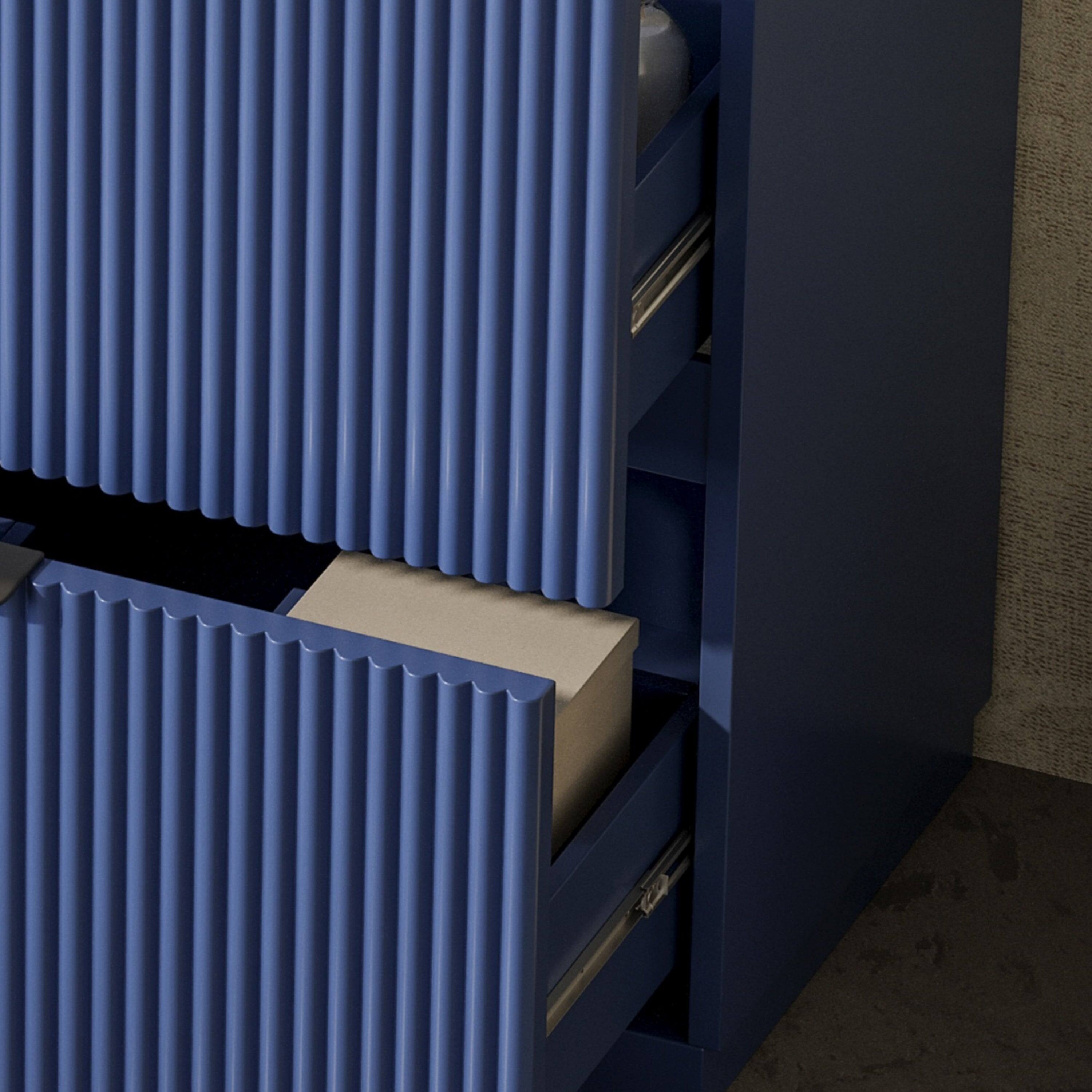 Alt View 5. Boyel Living - 30 Inch Bathroom Vanity with Ceramic Sink Full Extension Drawers Soft Close Fluted Design Blue - Blue.