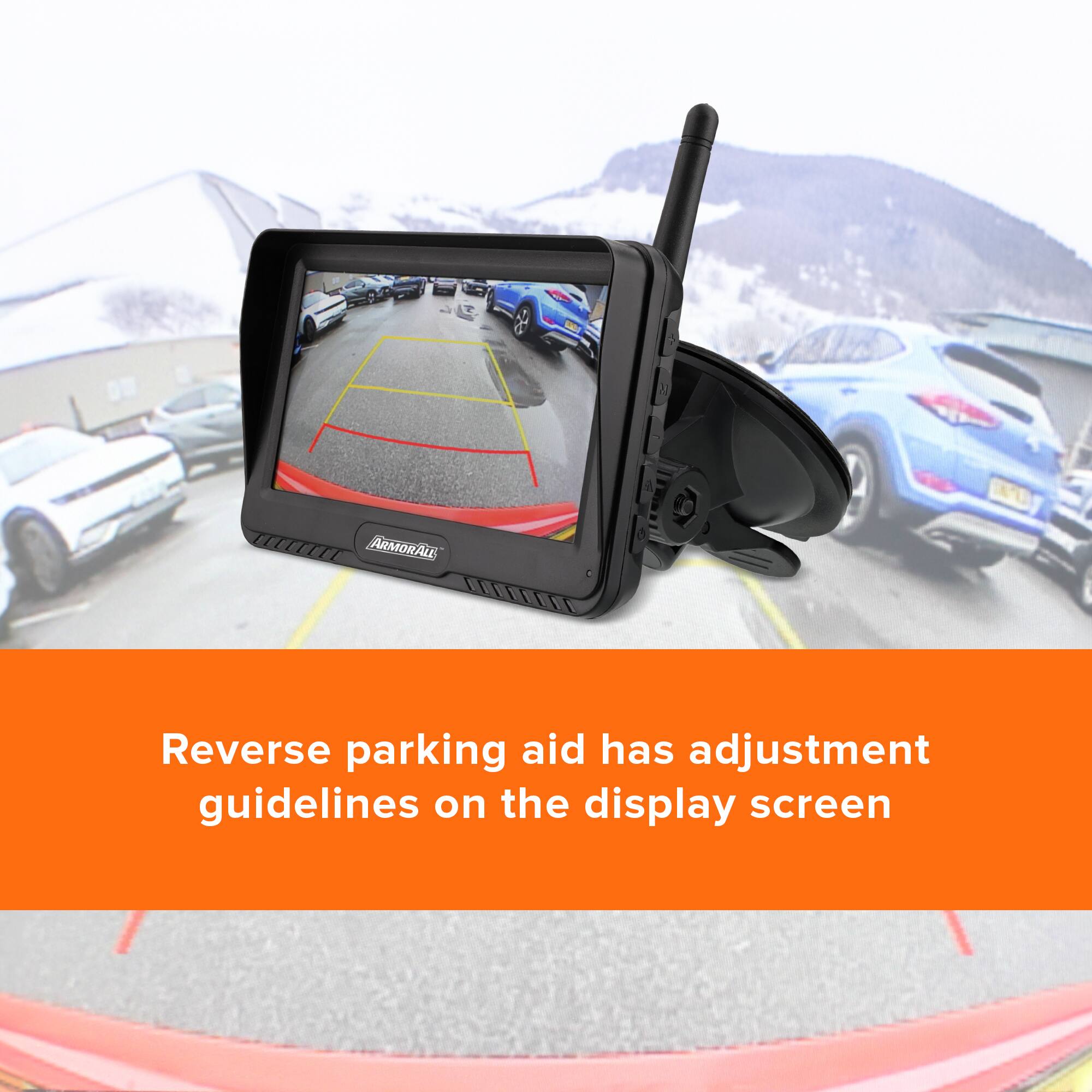 ARMORALE Reverse parking aid has adjustment guidelines on the display screen
