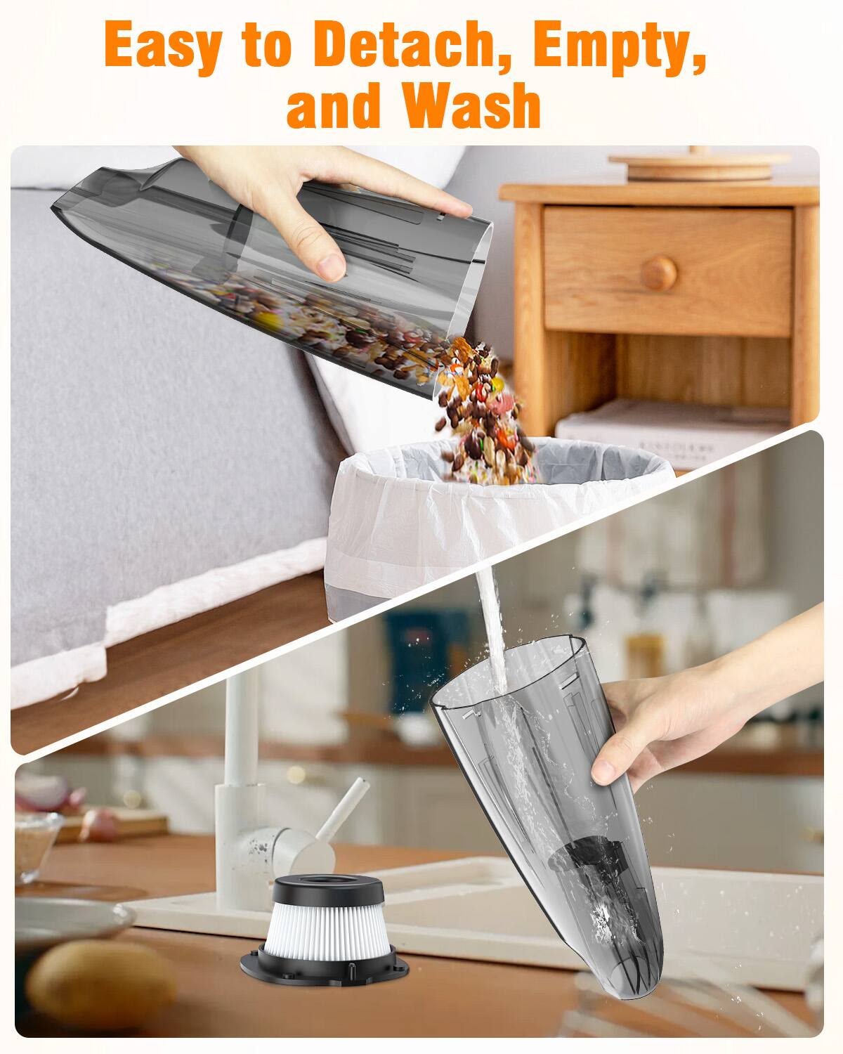 Easy to Detach, Empty, and Wash