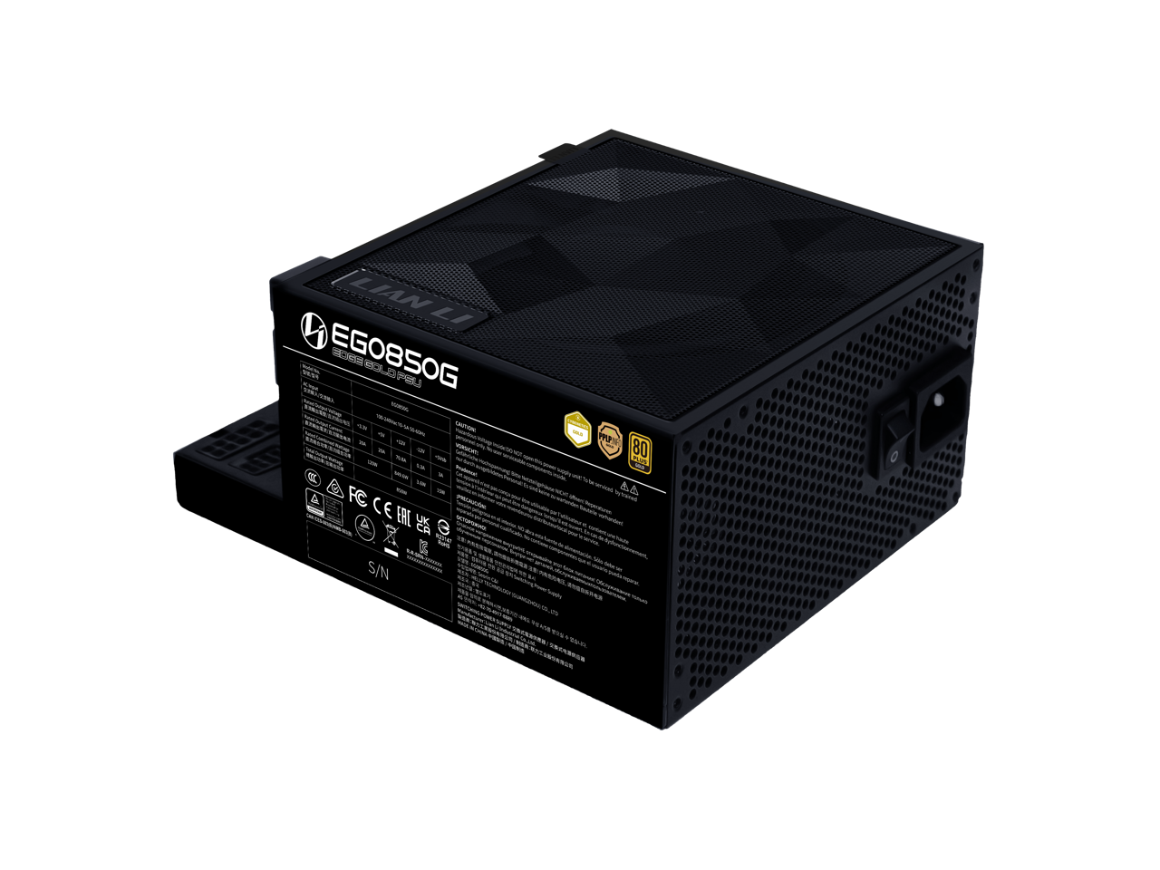 LIANLI ATX 3.1 PC電源 EDGE GOLD 850 WT Lian Li EDGE GOLD 850 Watt 80 Plus Gold ATX Fully Modular Power