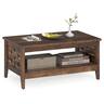 Costway - 39.5" 2-Tier Coffee Table with Open Shelf Woven Decorations Storage for Living Room - Brown