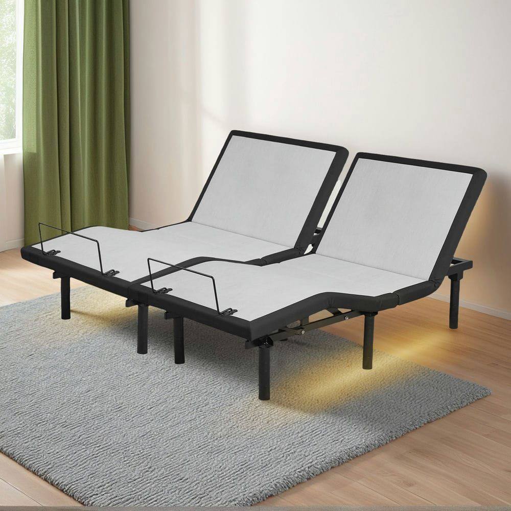 Back. Kadyn - Split King Size Adjustable Bed, Zero Gravity Base for Stress Management w/Head and Foot Incline, Wireless Remote Control - Gray.