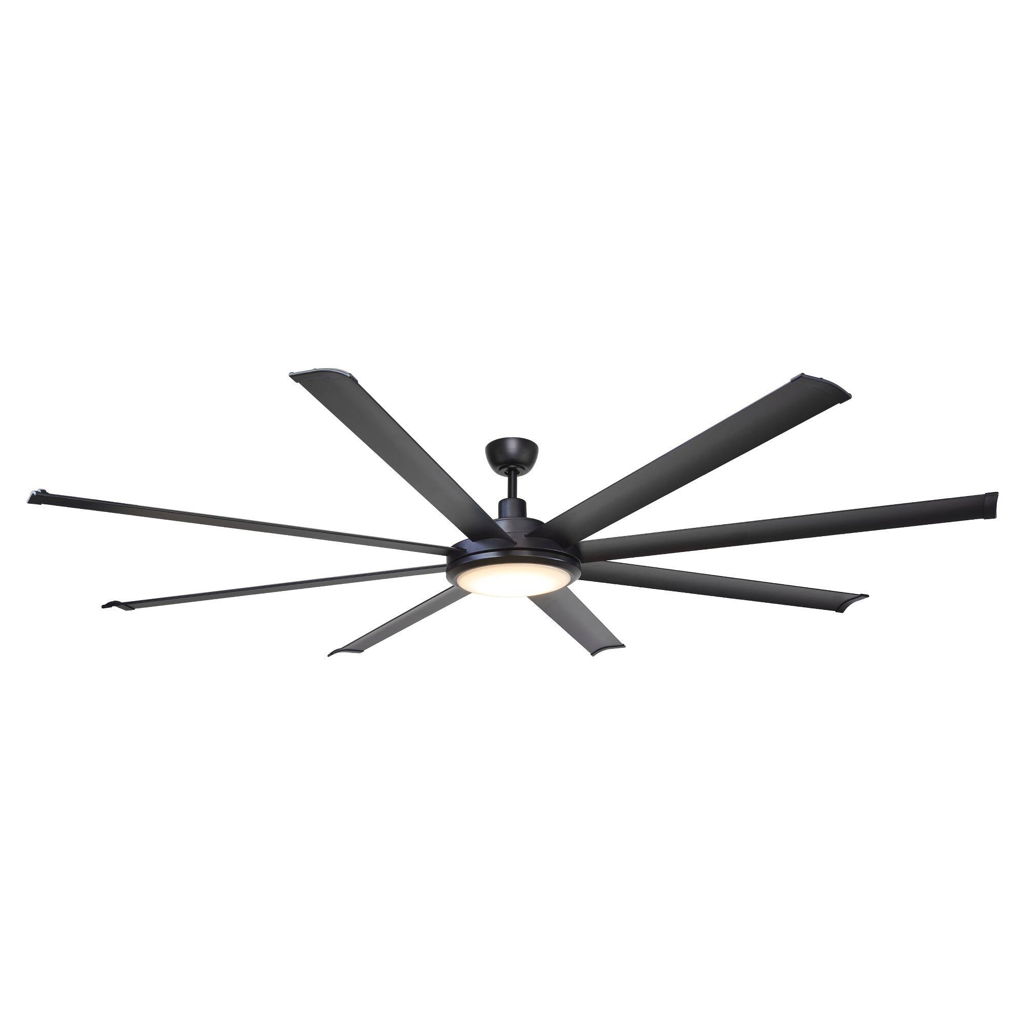 Alt View 4. Parrot Uncle - 75-inch Black Industrial Extra Large Commercial HVLS LED Ceiling Fan with 8 Aluminum Blades and Remote Control - Black.