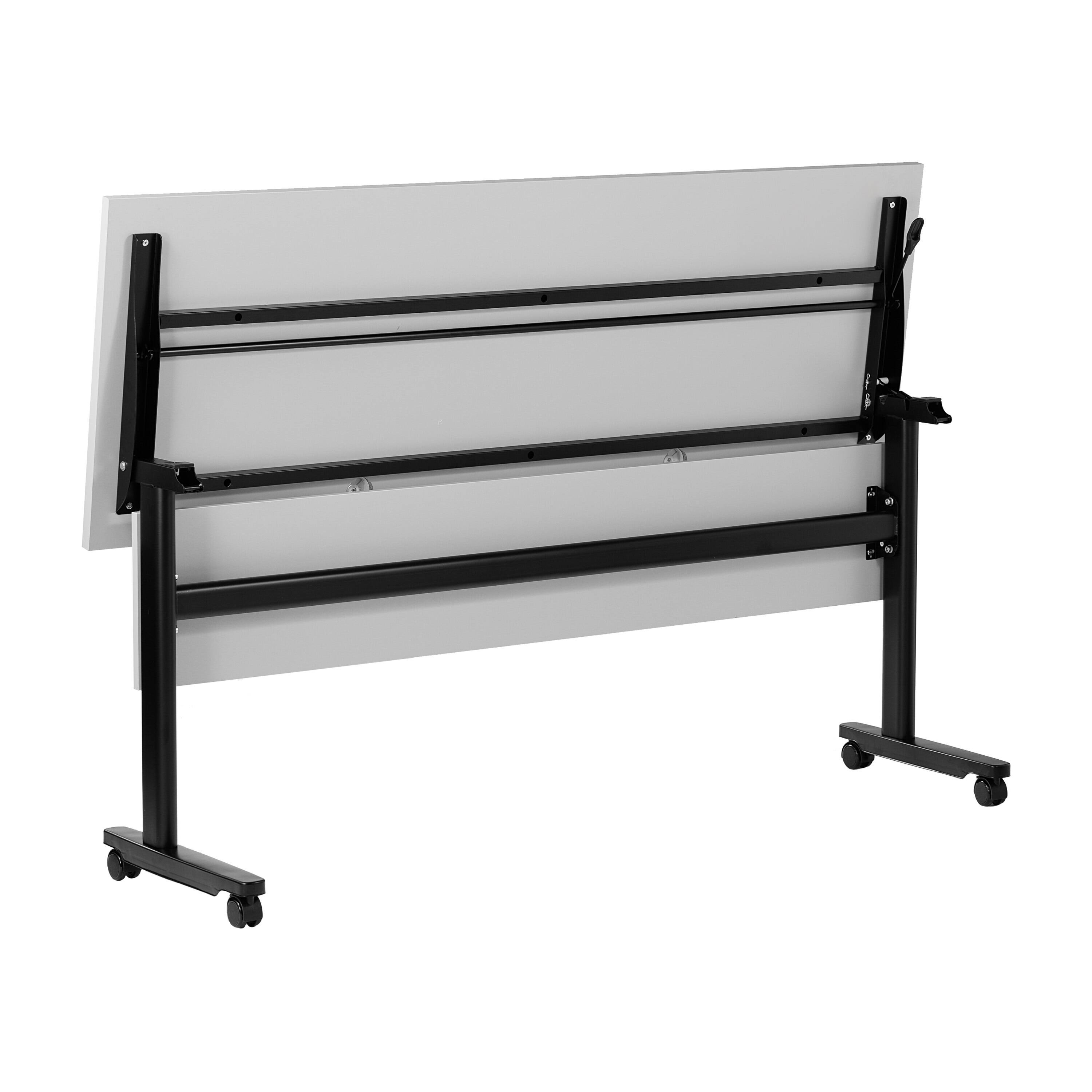 Alt View 10. Emma + Oliver - Hahn Heavy-Duty Flip Top Training Table with Nesting Design, Privacy Panel, T-Legs, Tabletop, Metal Frame - Gray Top/Black Frame.