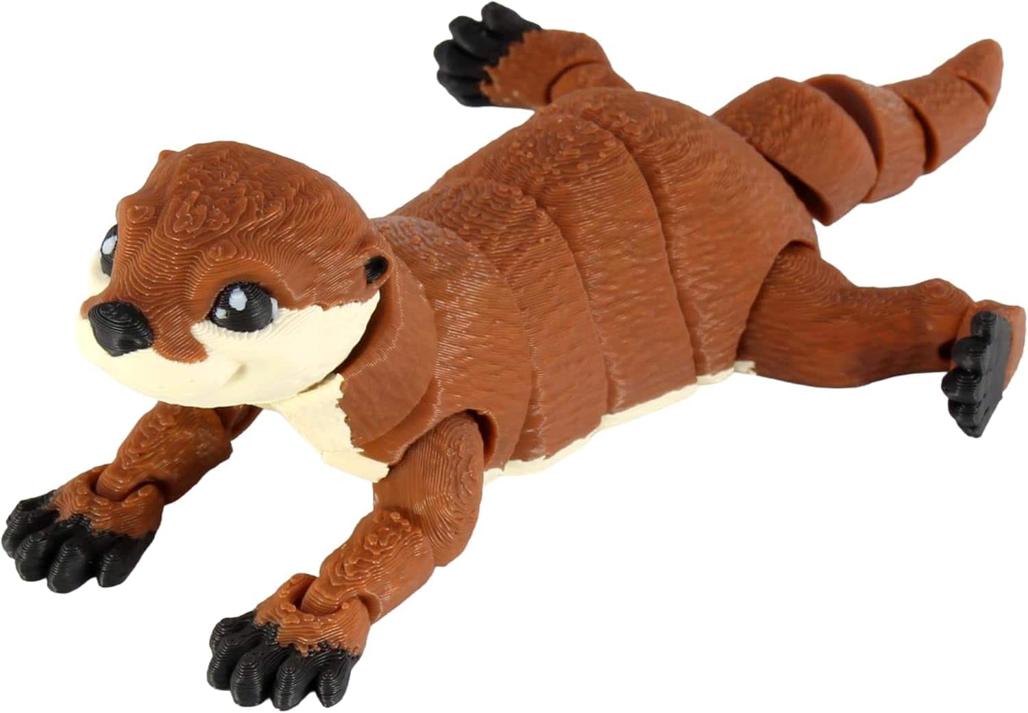 JuzToys - 3D Printed Articulated Otter Figurine, 6" Flexible Jointed River Otter, Fidget Desk Decor Collectible Gift by PowerTRC - Brown