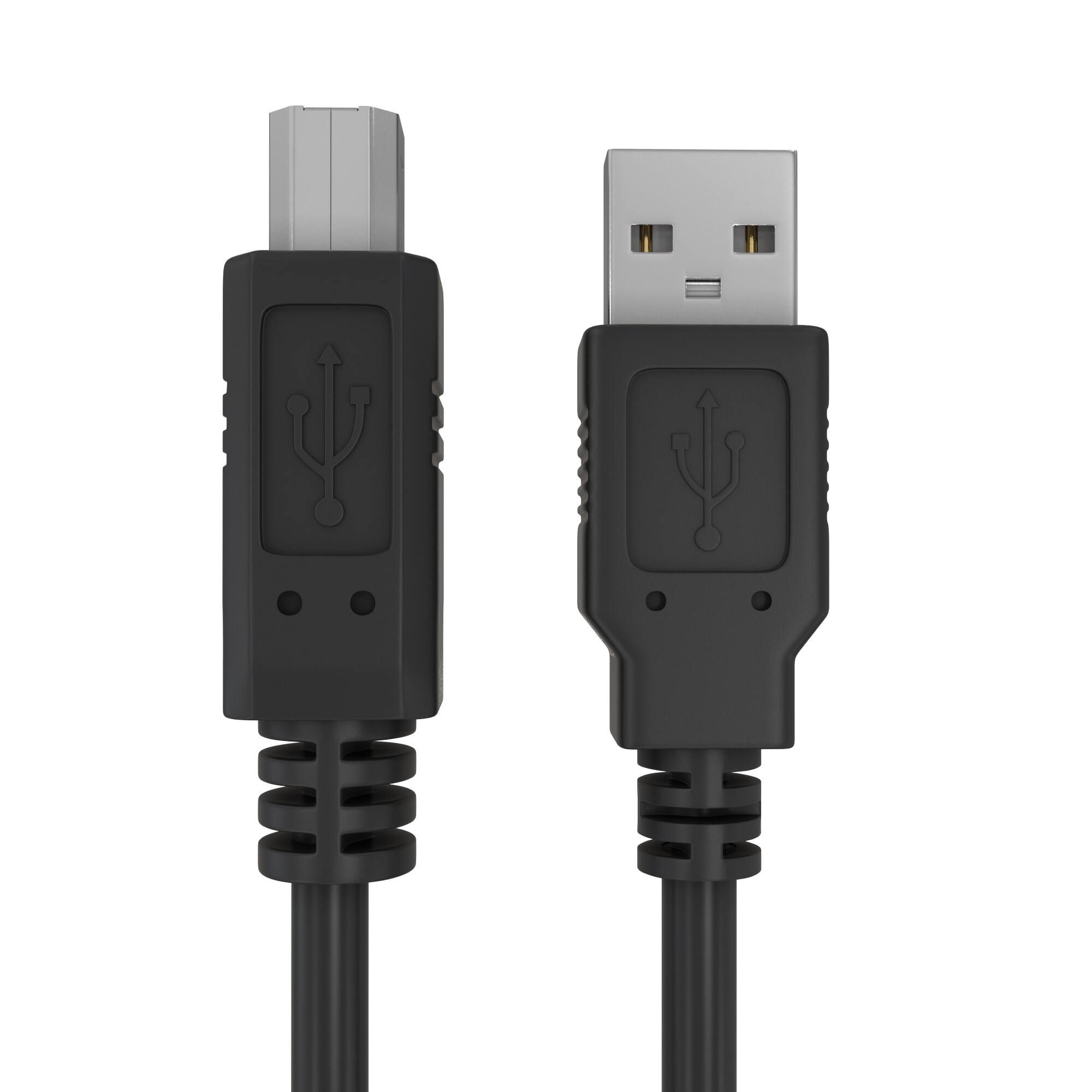 Back. Cmple.com - USB Printer Cable 10ft Black USB-A 2.0 Male to USB-B 480Mbps Gold-Plated Data Cord - Black.