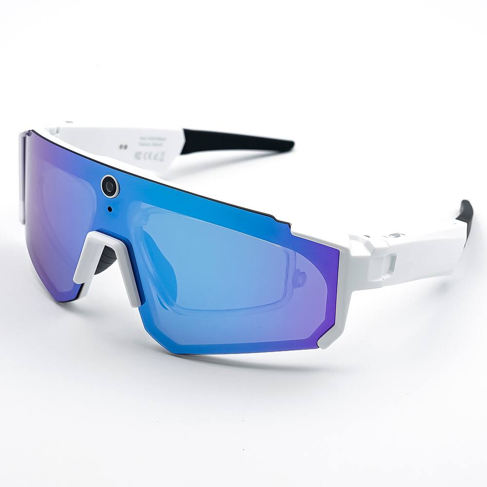Alt View 9. Loheer - Loheer Smart Glasses with Camera, AI Image Stabilization, Real-Time Translation, Cycling Wear - White/Blue - White.