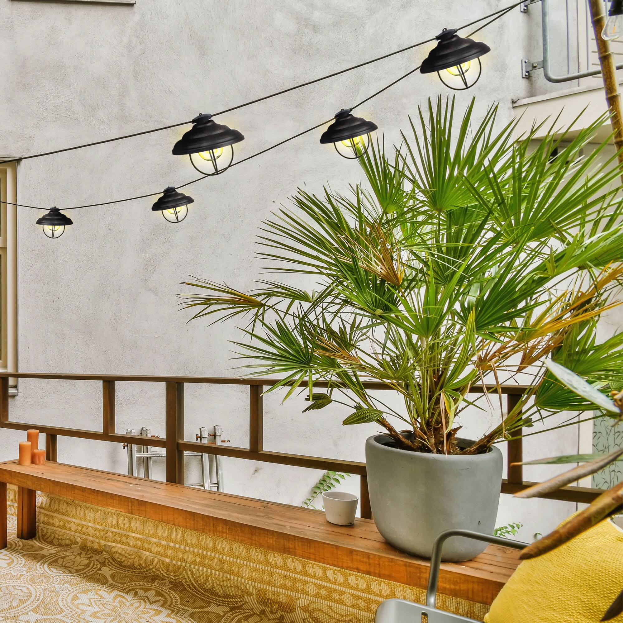 Alt View 2. Globe Electric - Globe Electric Porto String 10 Light Set with Incandescent Design and Metal Cage - Black.