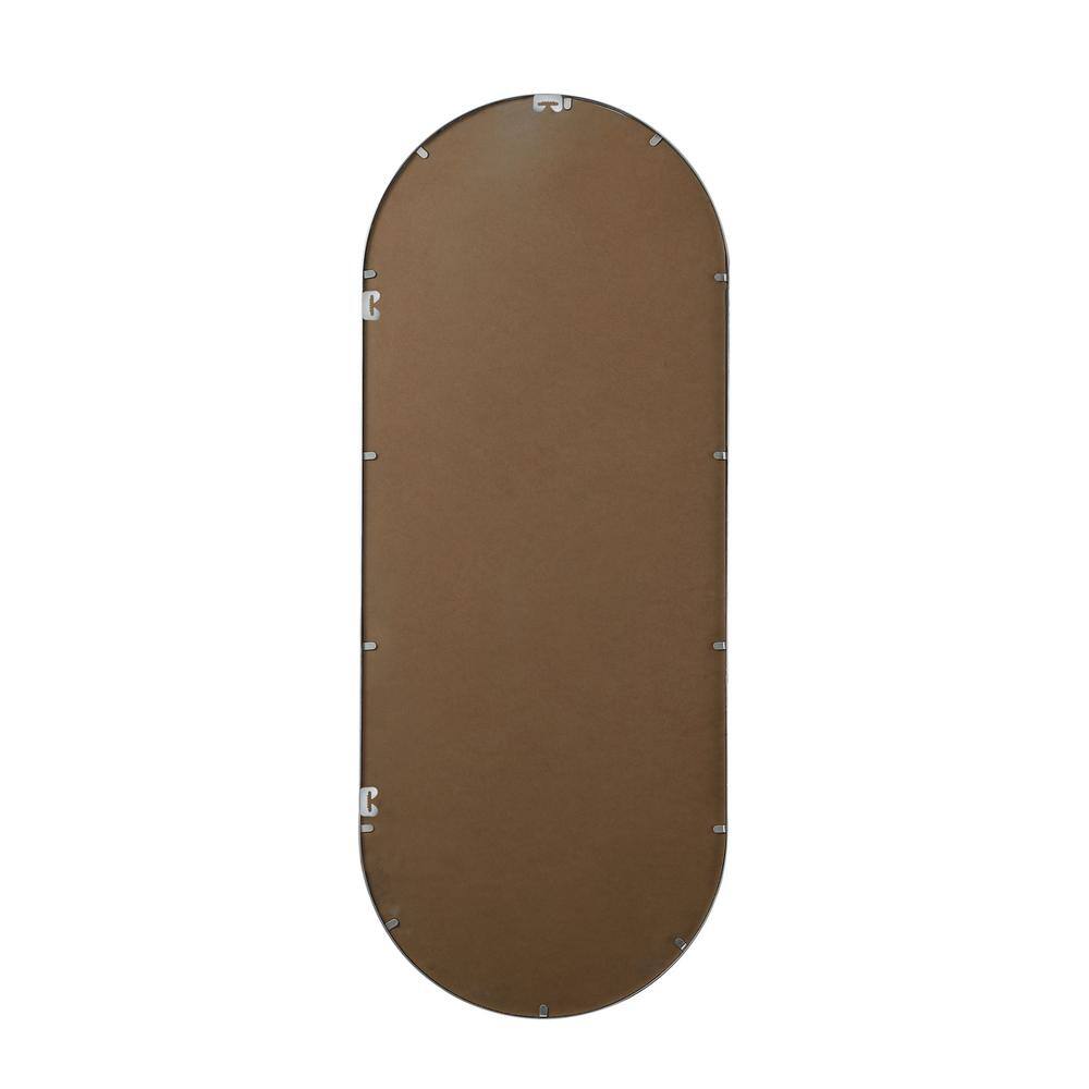 Angle. Elegant Decor - Metal Frame Oval Mirror 24x60 Inch in Silver - Silver.