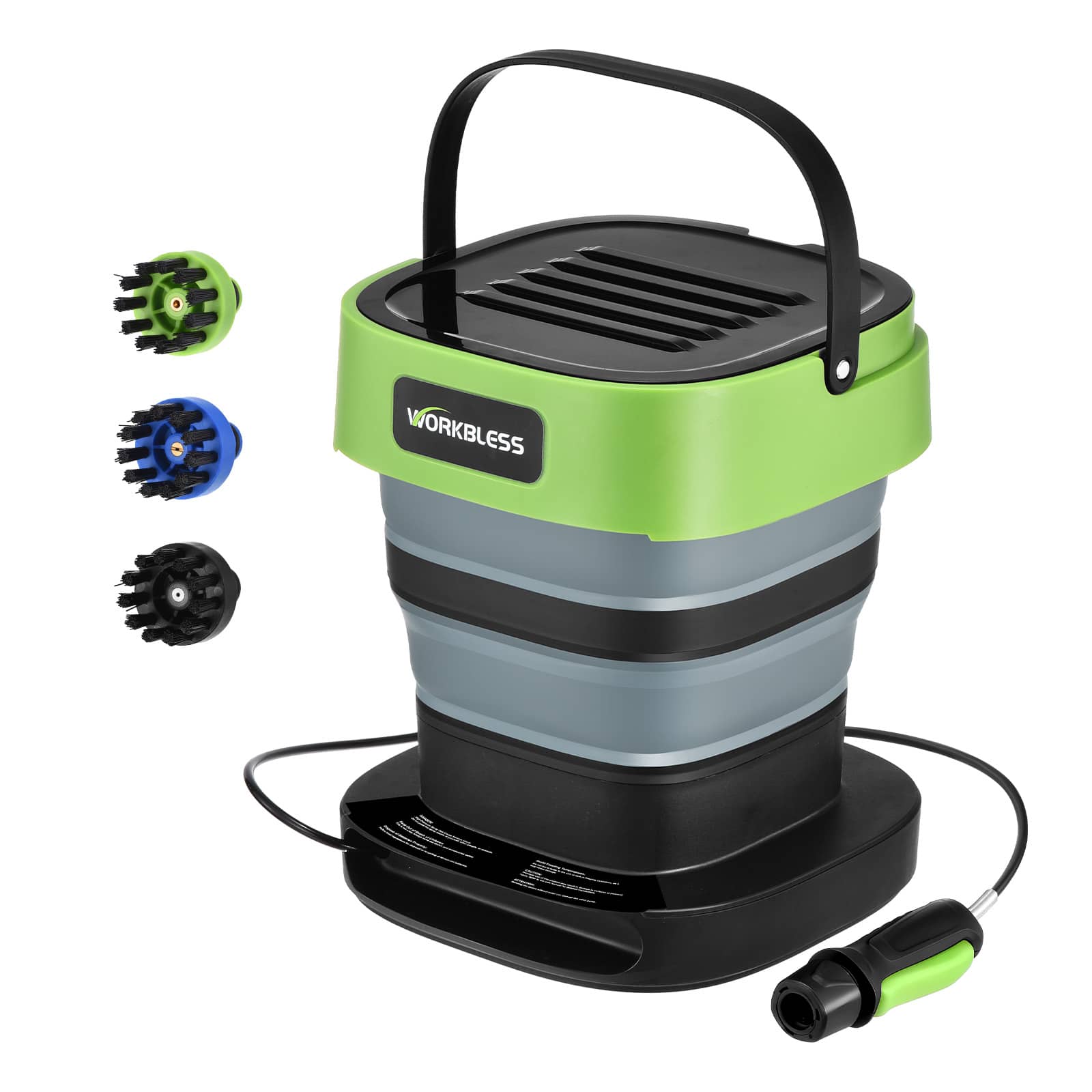 Unique Bargains - Cordless Electric Sprayer, 3.2gal Tank, Auto-Rewind Hose Reel Portable Pressure Washer for Cars Garden - Green