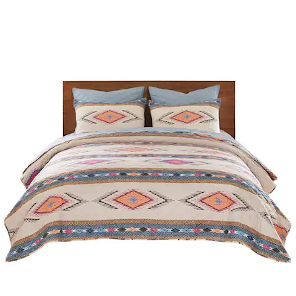Front. Greenland Home Fashions - Greenland Home Fashions Cheyenne Luxurious Modern Design 3 Pieces Quilt Set Full/Queen Spirit - Spirit.