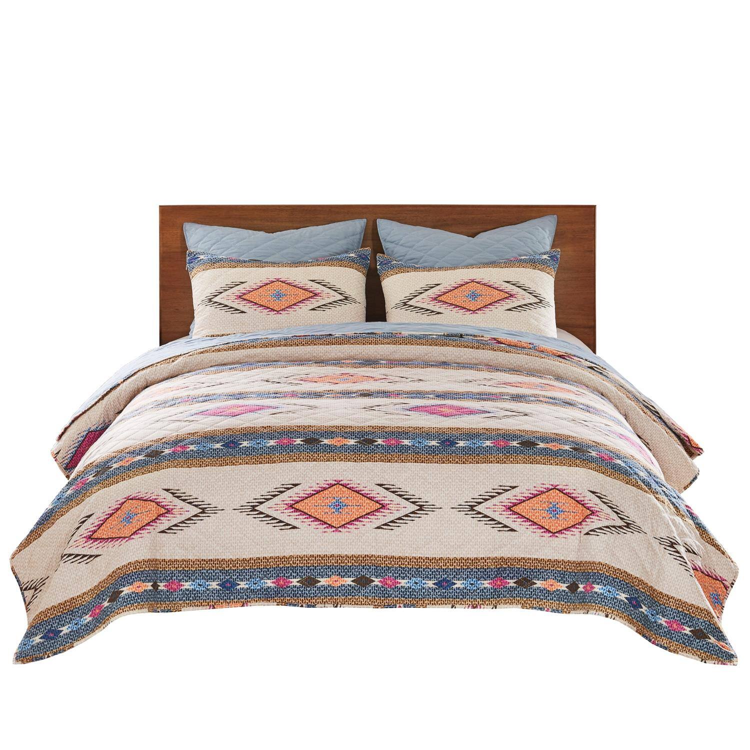 Front. Greenland Home Fashions - Greenland Home Fashions Cheyenne Luxurious Modern Design 3 Pieces Quilt Set Full/Queen Spirit - Spirit.