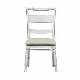 Liberty Furniture Industries - Whitney Slat Back Side Chair (RTA) in Antique Linen w/ Weathered Gray - White