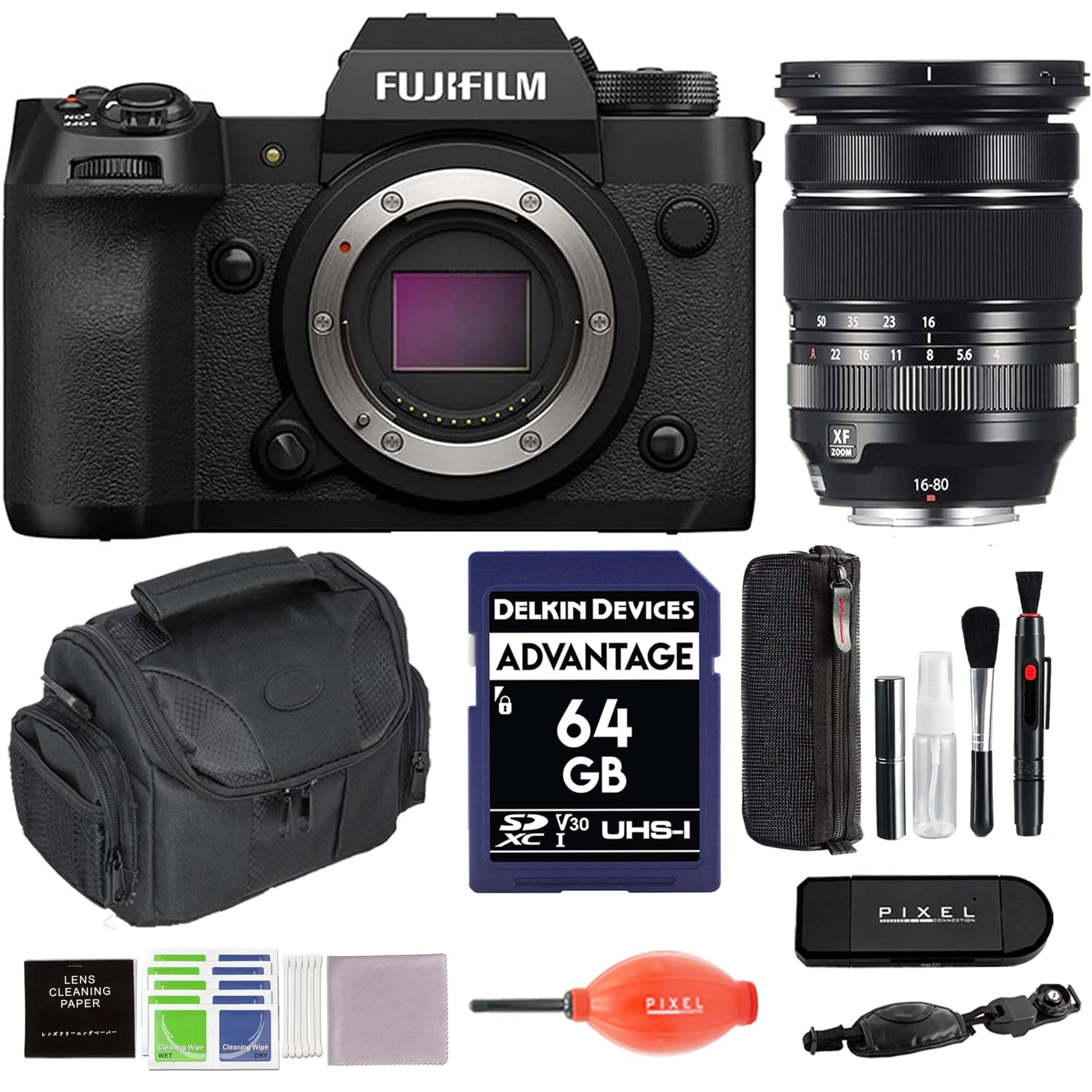 Fujifilm - X-H2 Mirrorless Camera with XF16-80mm Lens - Black with Bundle with Advanced Accessories | Fuji xh2